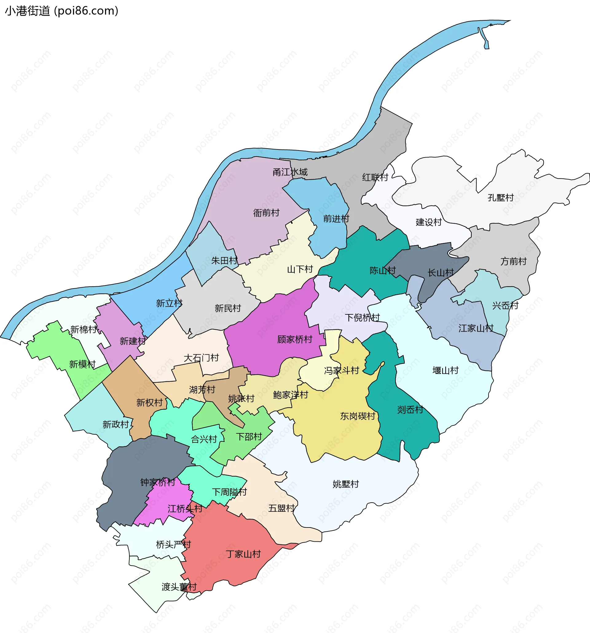 小港街道边界地图(五级行政区划)