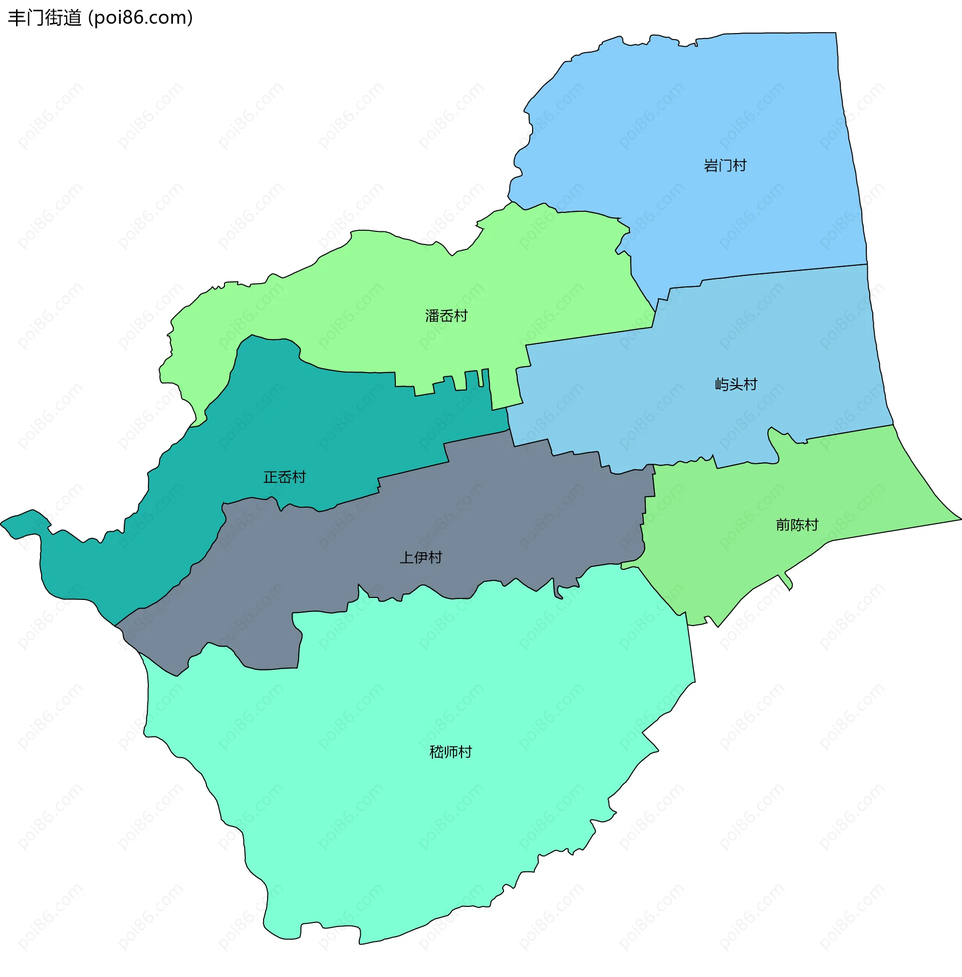 丰门街道边界地图(五级行政区划)