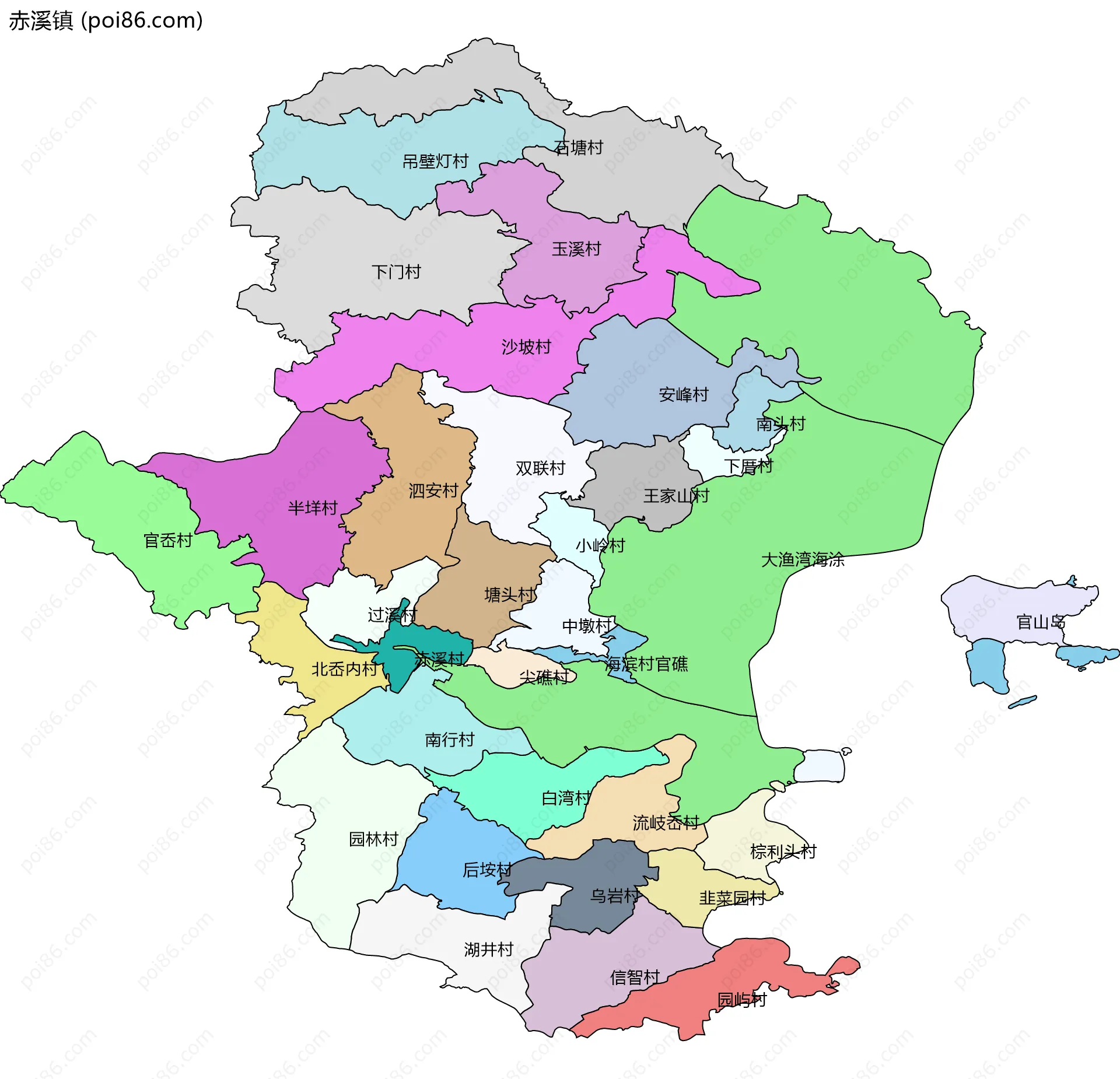 赤溪镇边界地图(五级行政区划)