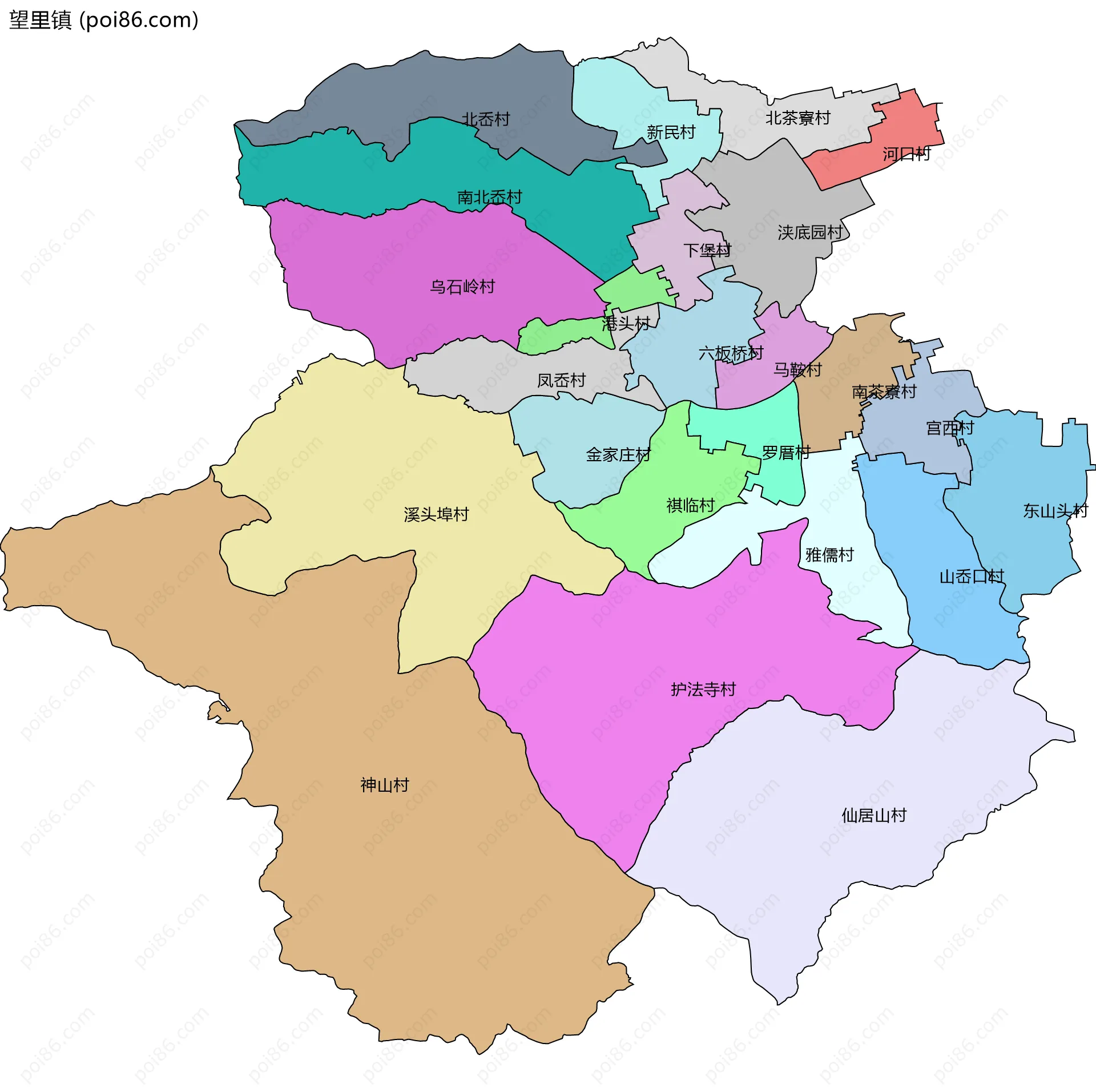 望里镇边界地图(五级行政区划)