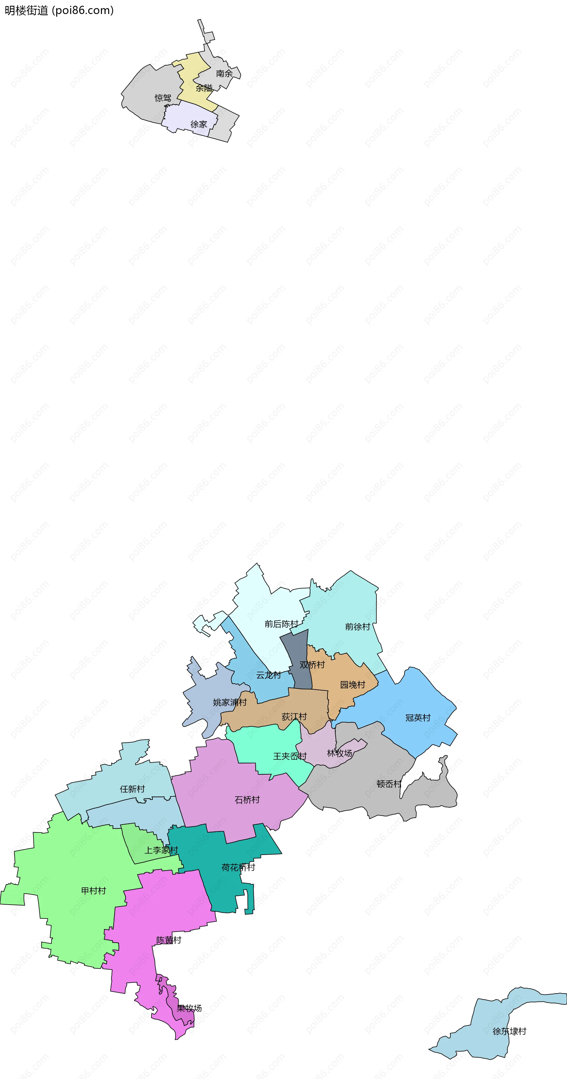 明楼街道边界地图(五级行政区划)