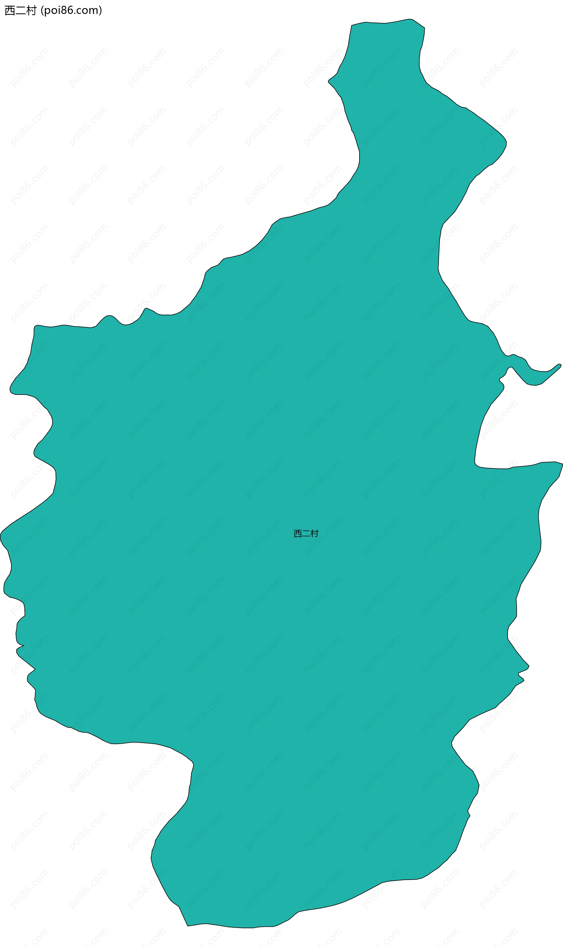 西二村边界地图