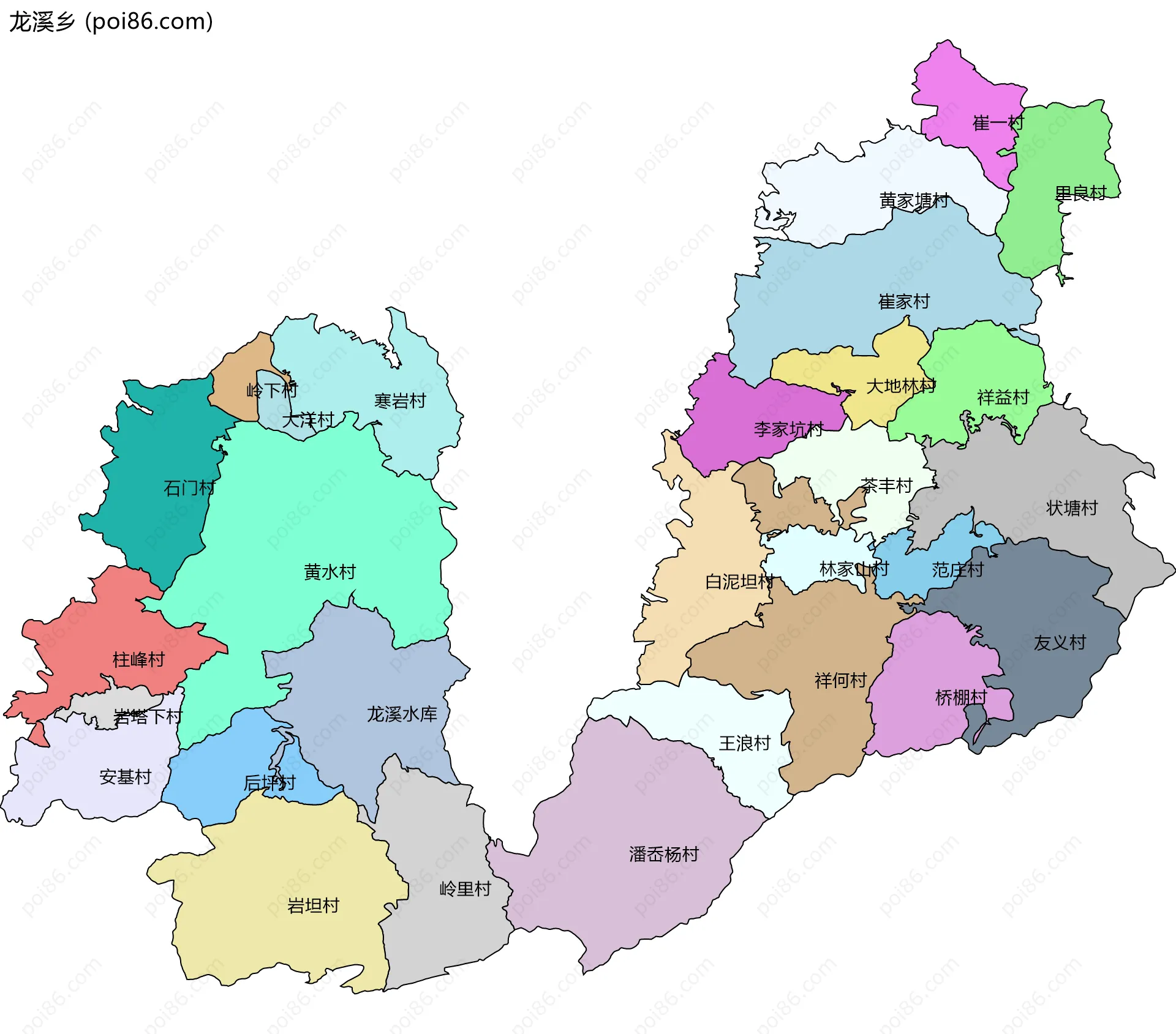 龙溪乡边界地图(五级行政区划)