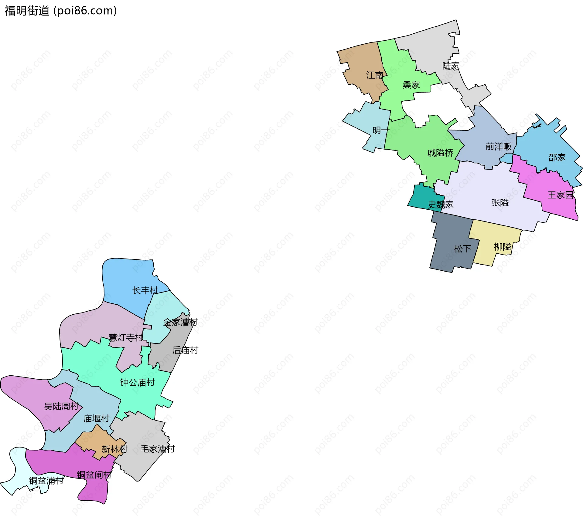 福明街道边界地图(五级行政区划)