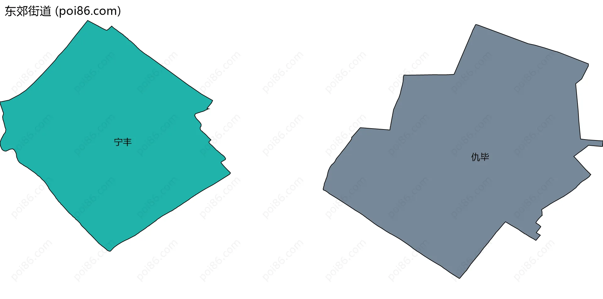 东郊街道边界地图(五级行政区划)