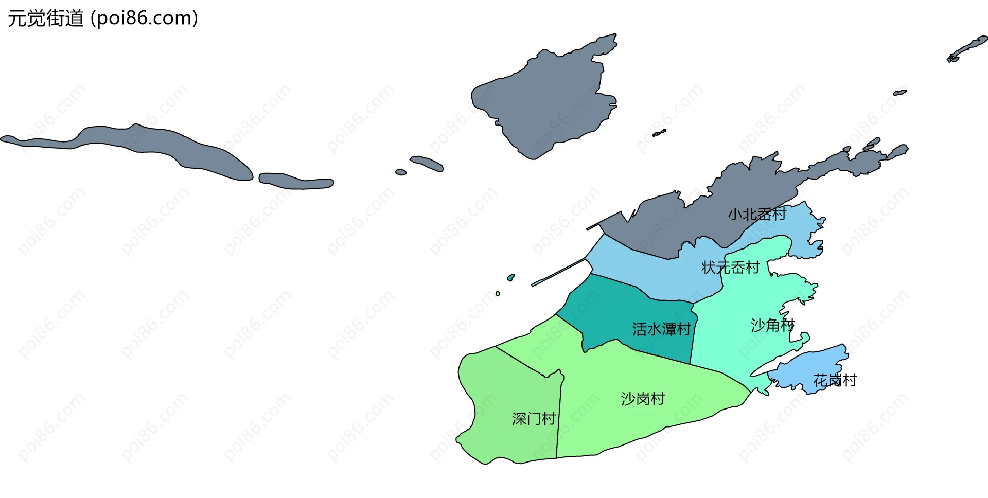 元觉街道边界地图(五级行政区划)