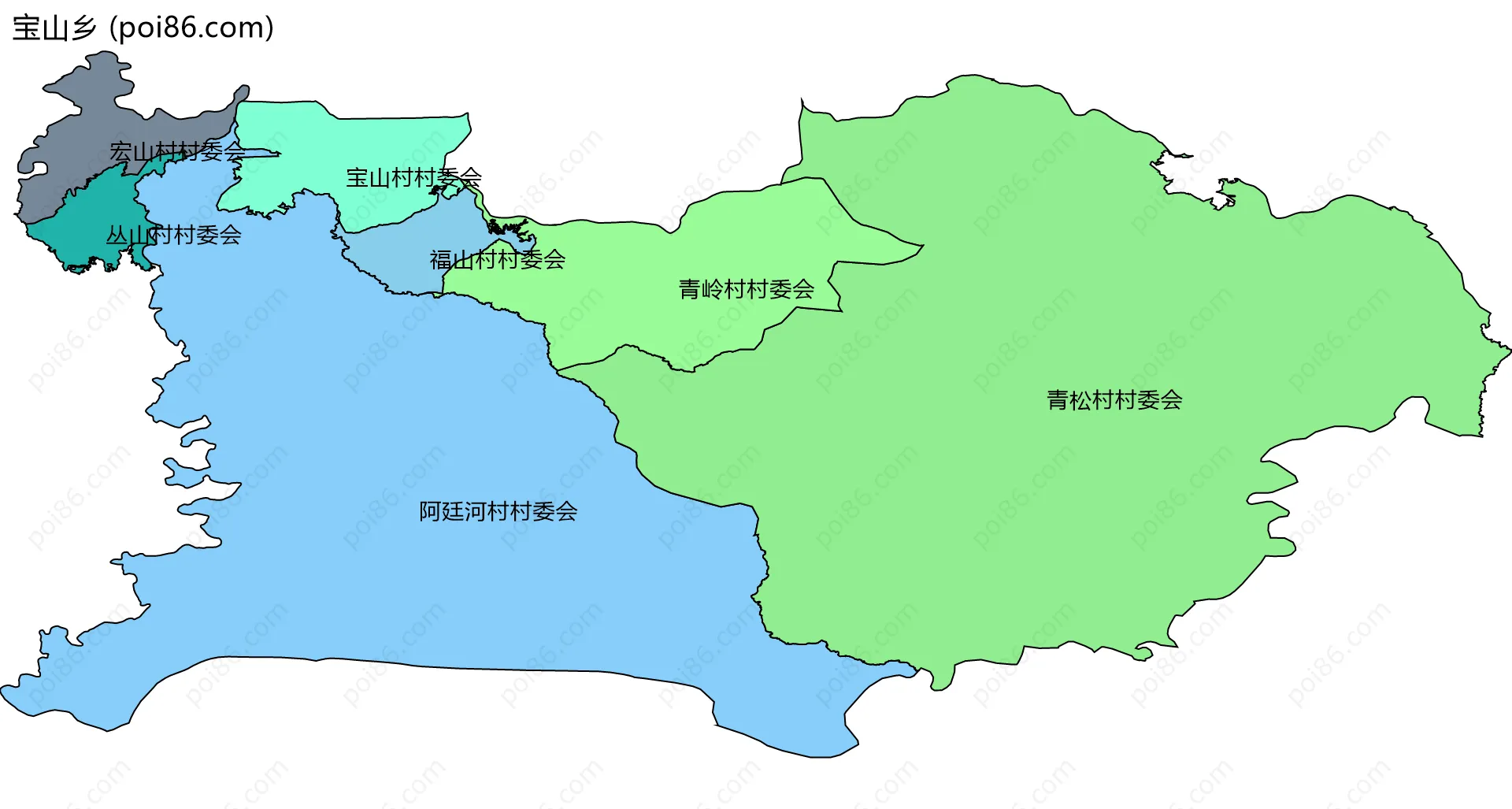 宝山乡边界地图(五级行政区划)