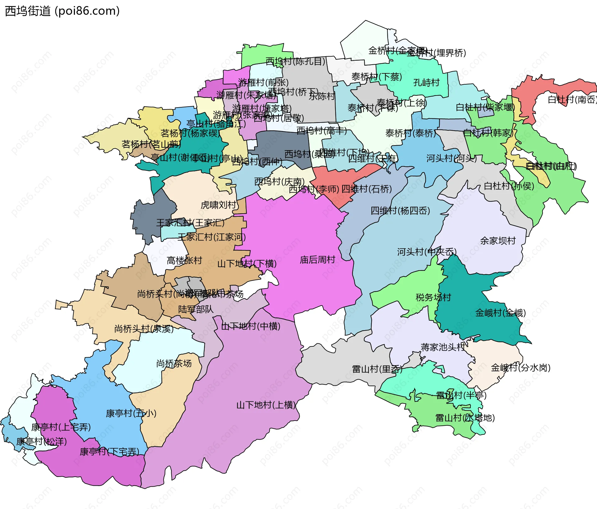 西坞街道边界地图(五级行政区划)