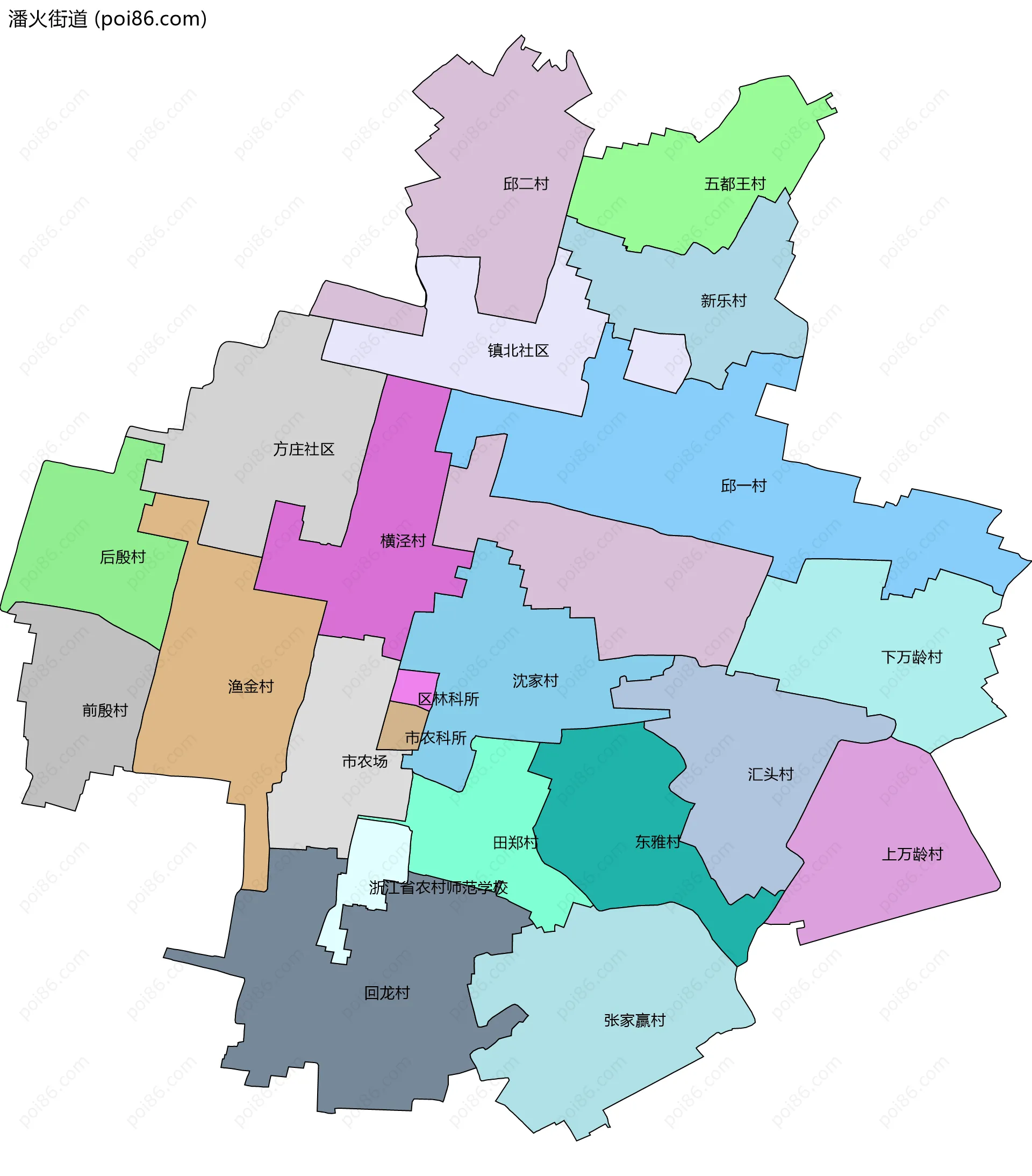 潘火街道边界地图(五级行政区划)