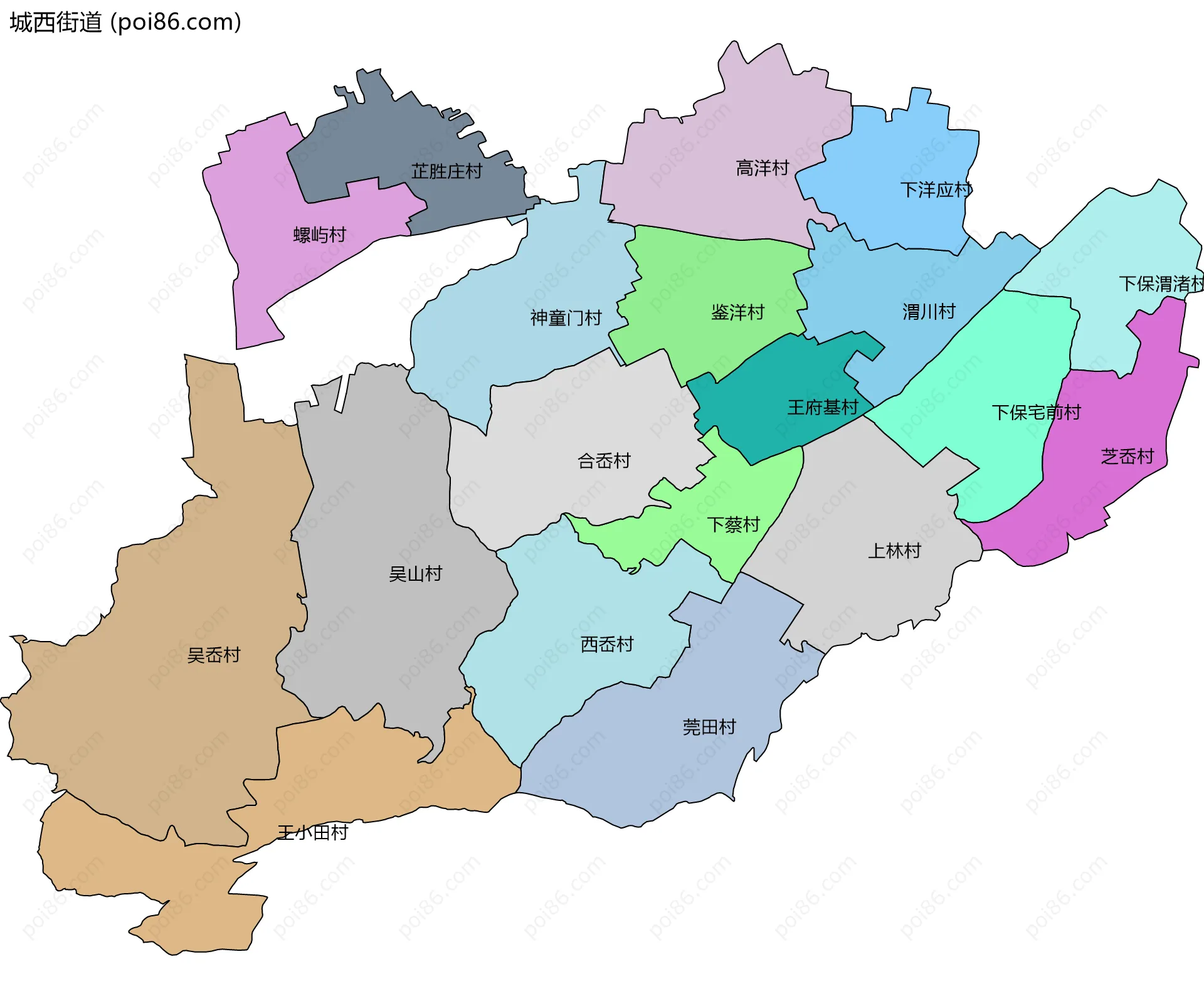 城西街道边界地图(五级行政区划)