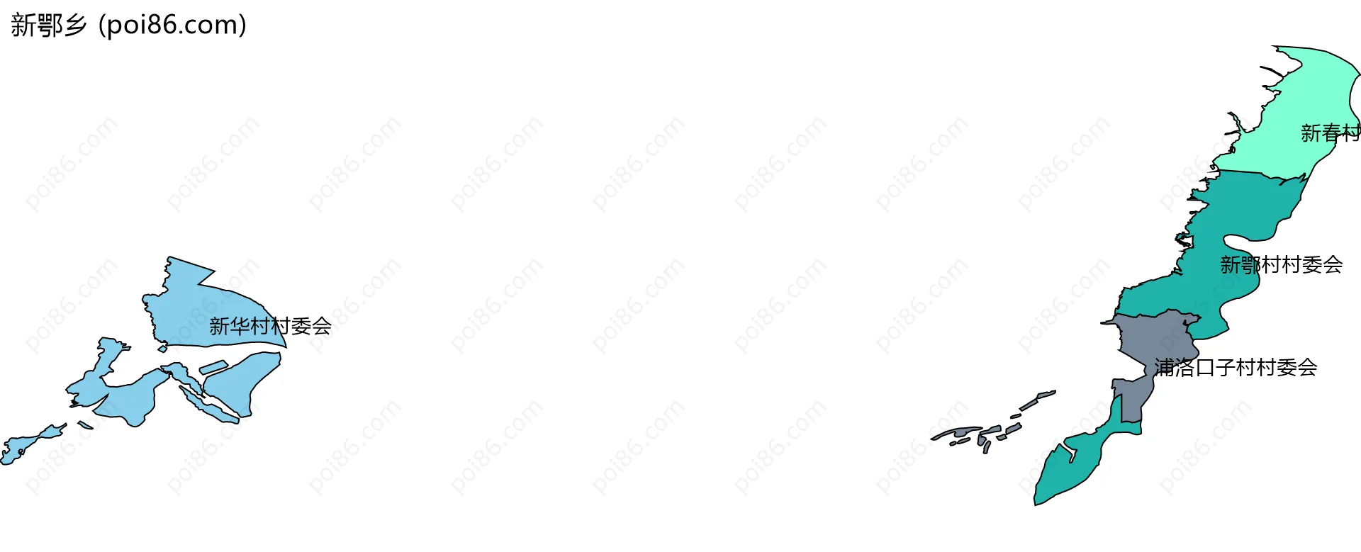 新鄂乡边界地图(五级行政区划)