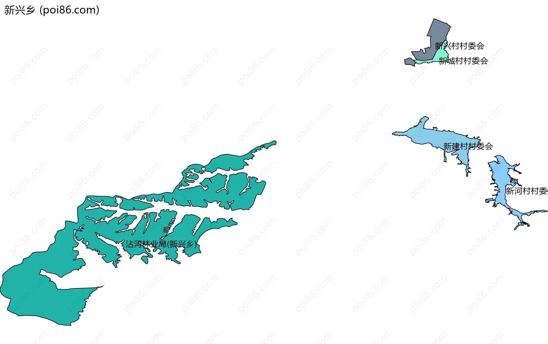 新兴乡边界地图(五级行政区划)