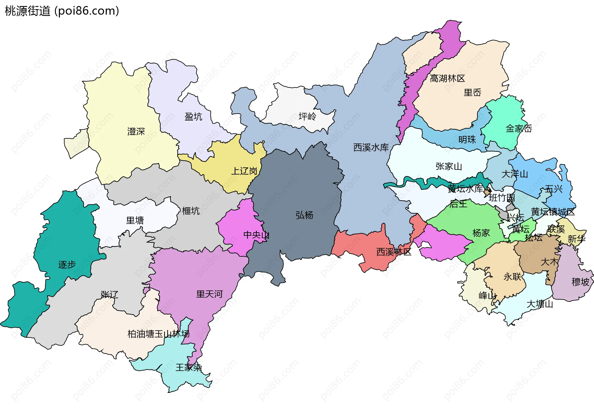 桃源街道边界地图(五级行政区划)