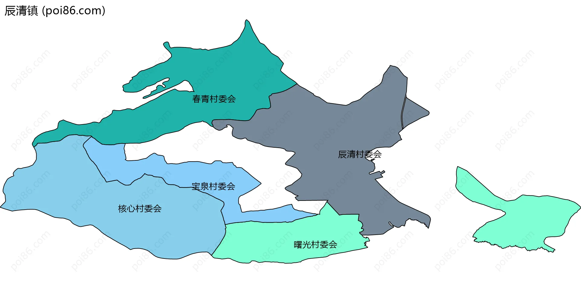 辰清镇边界地图(五级行政区划)