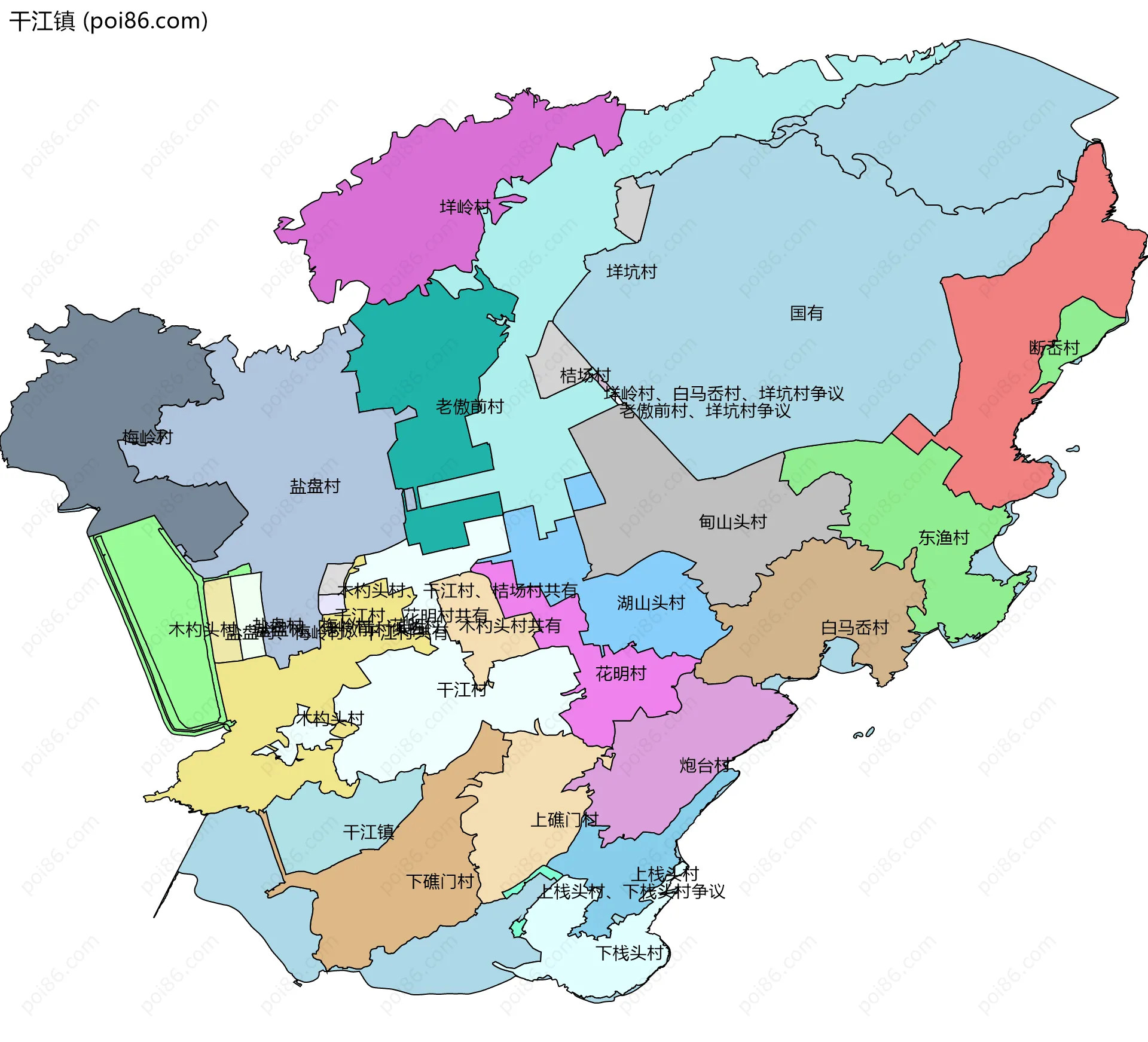 干江镇边界地图(五级行政区划)