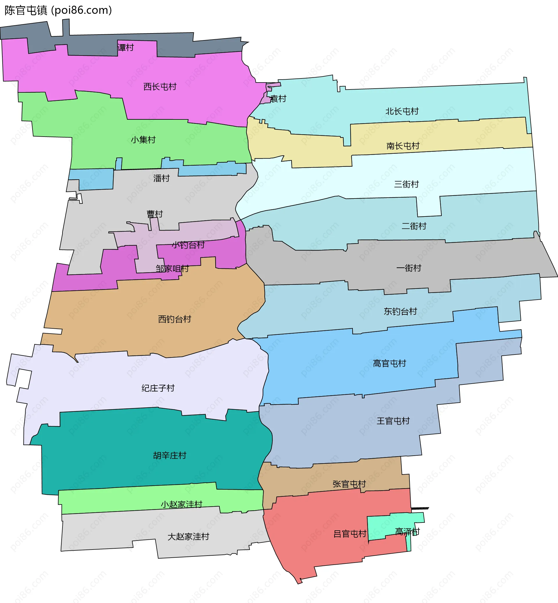 陈官屯镇边界地图(五级行政区划)