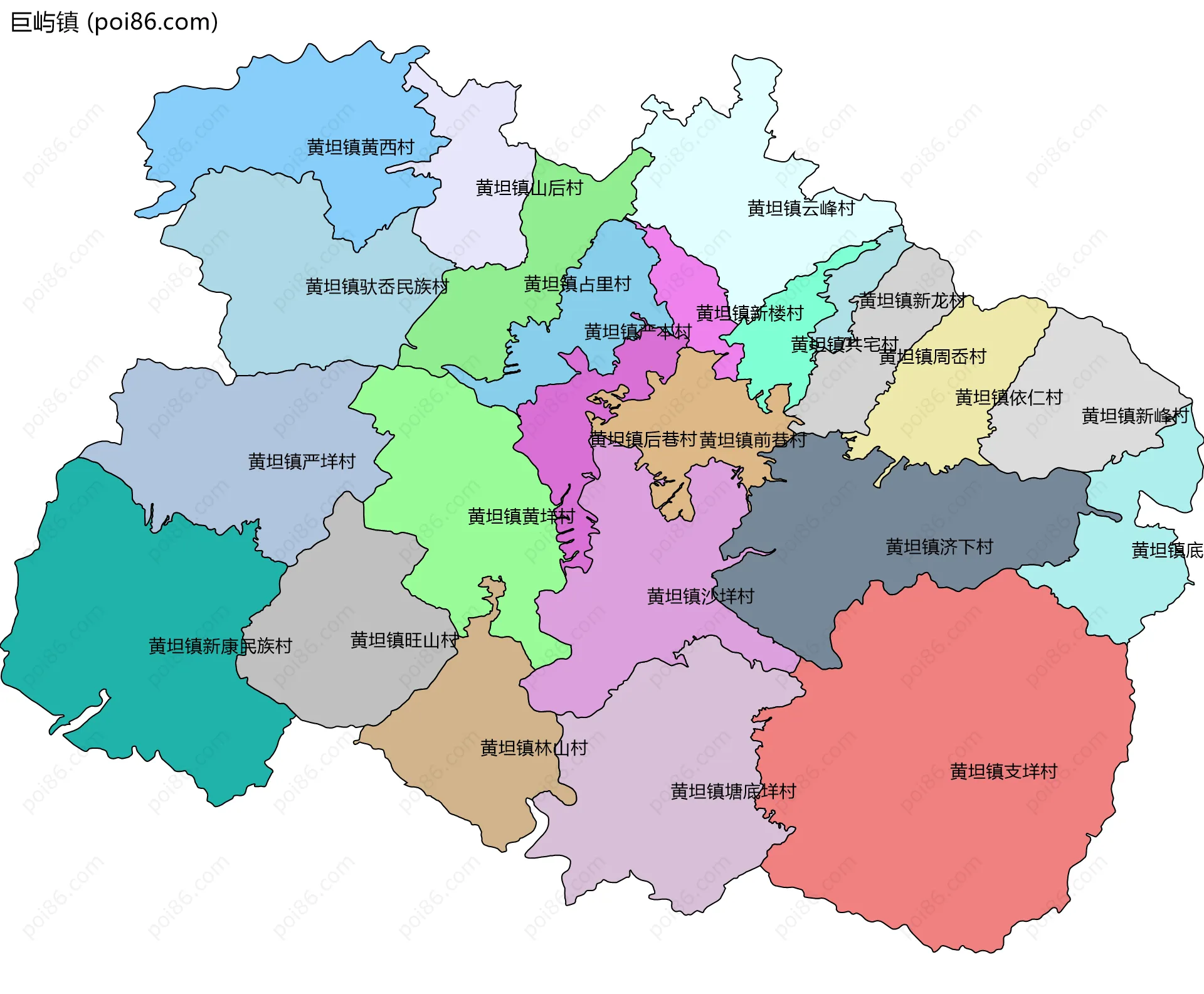 巨屿镇边界地图(五级行政区划)
