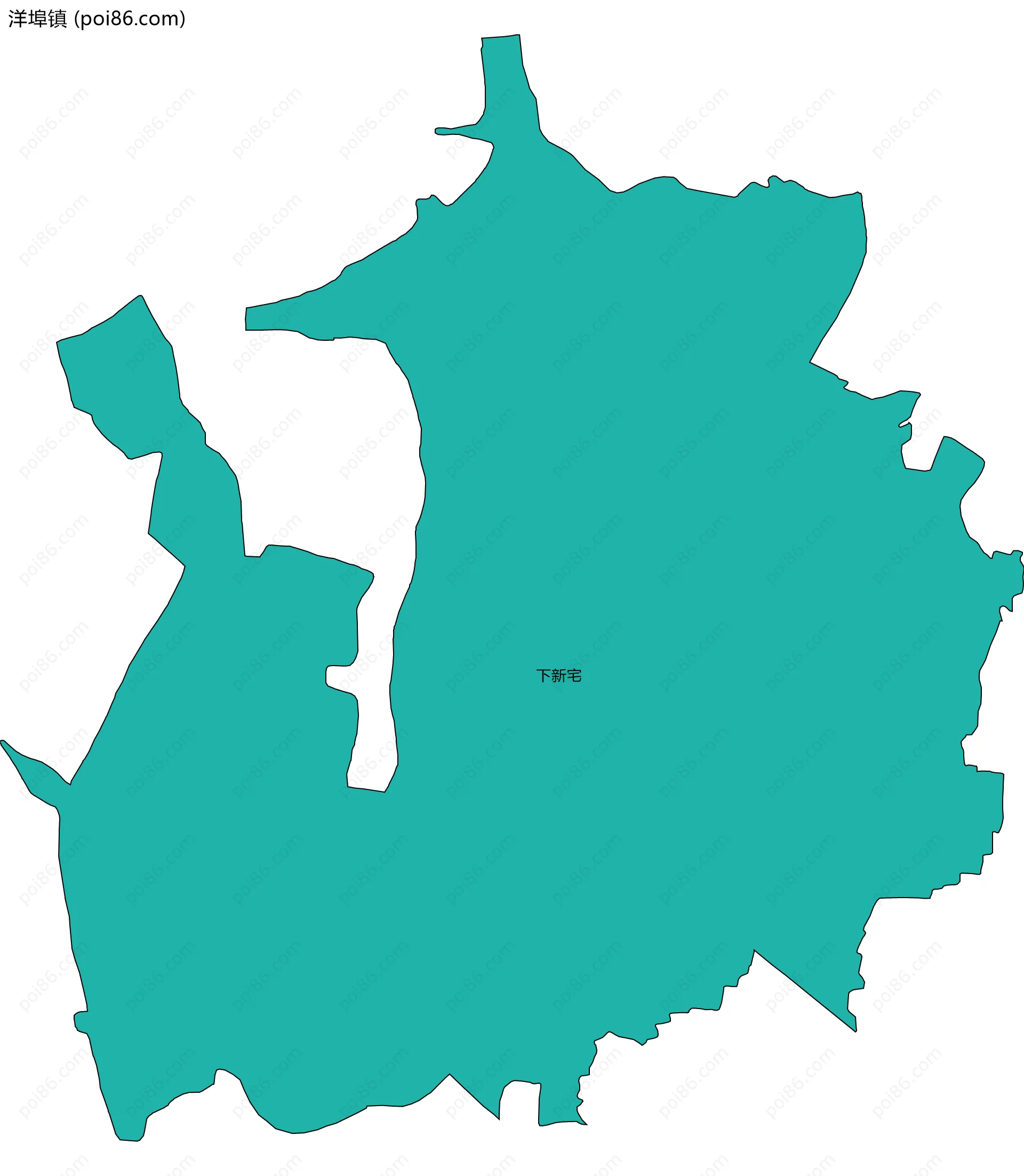 洋埠镇边界地图(五级行政区划)