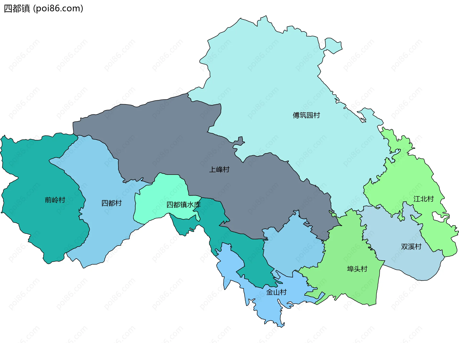 四都镇边界地图(五级行政区划)