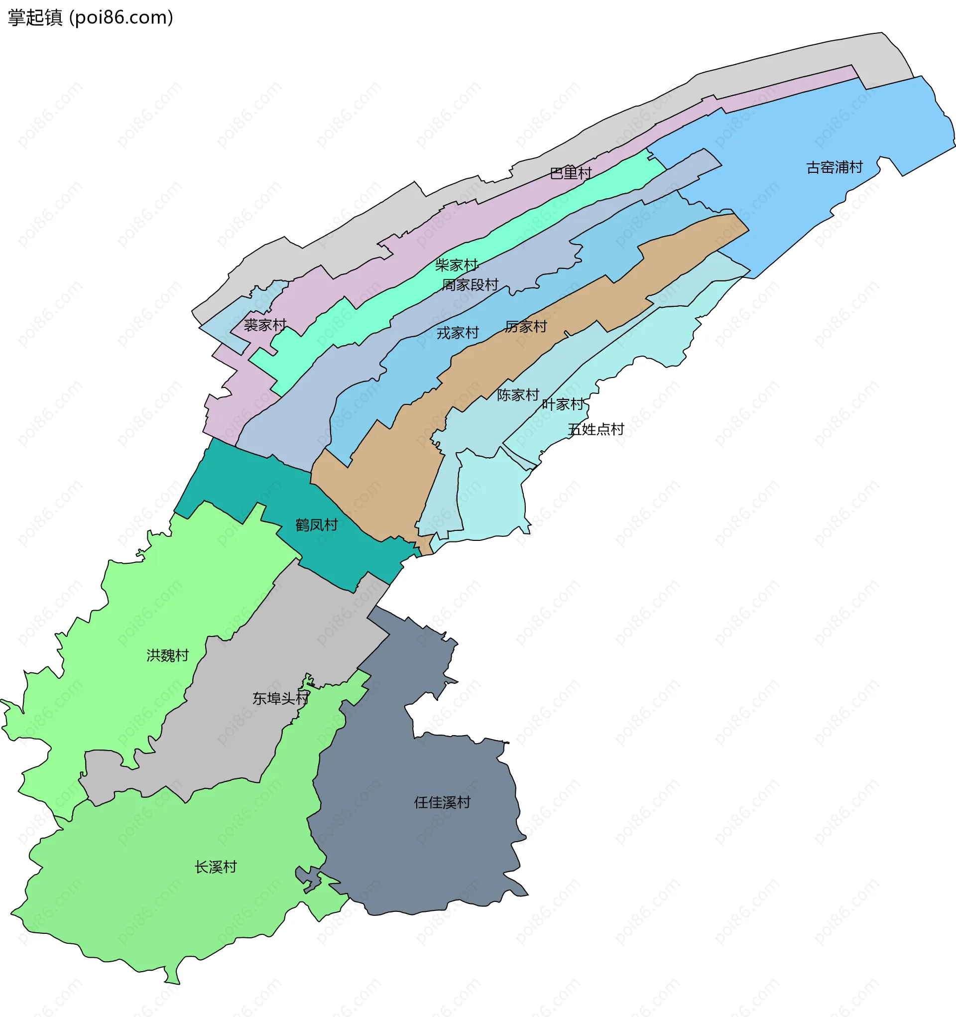掌起镇边界地图(五级行政区划)