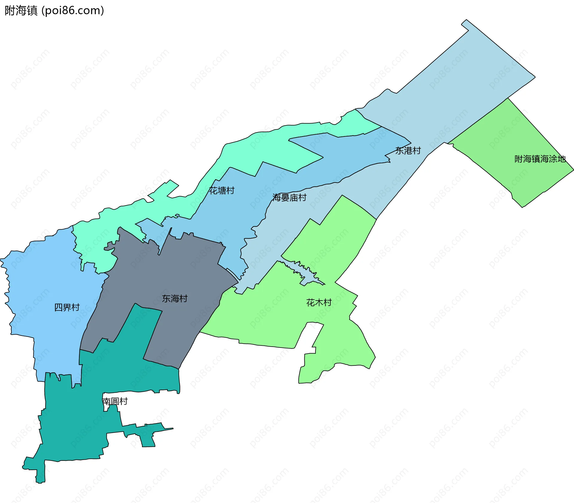 附海镇边界地图(五级行政区划)