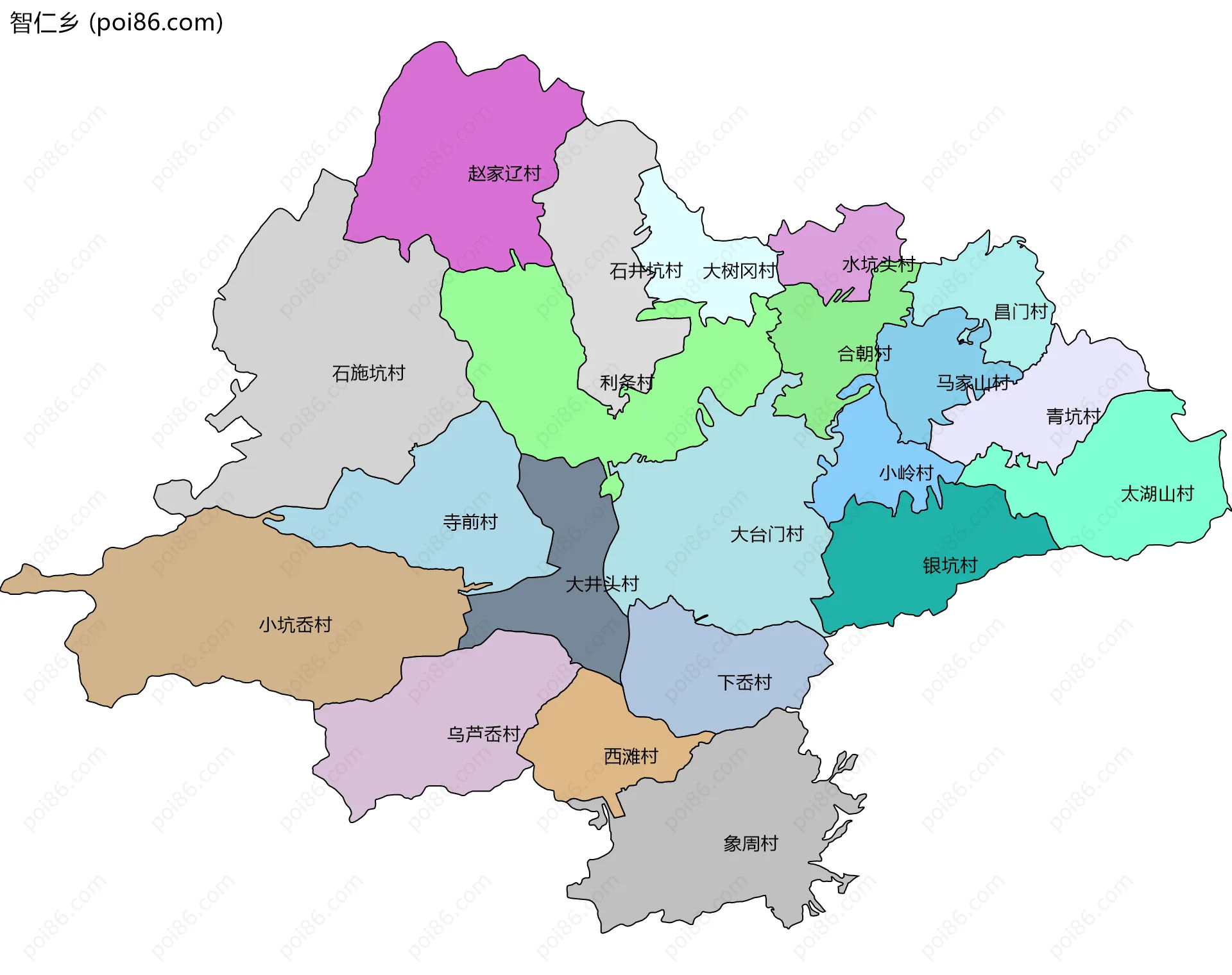 智仁乡边界地图(五级行政区划)