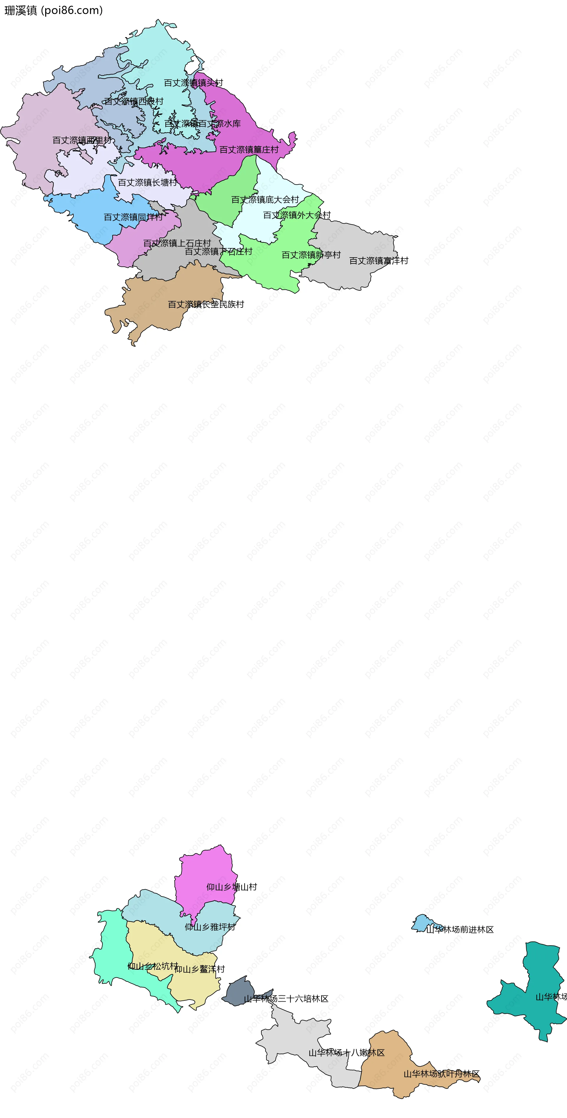 珊溪镇边界地图(五级行政区划)