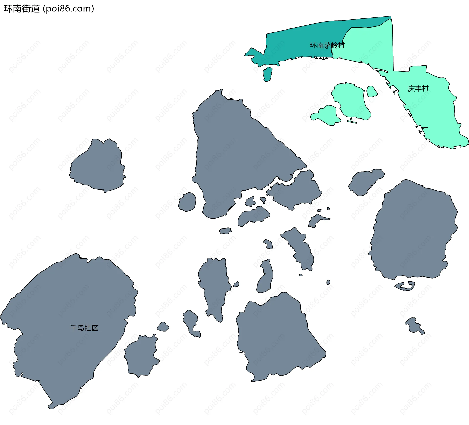 环南街道边界地图(五级行政区划)