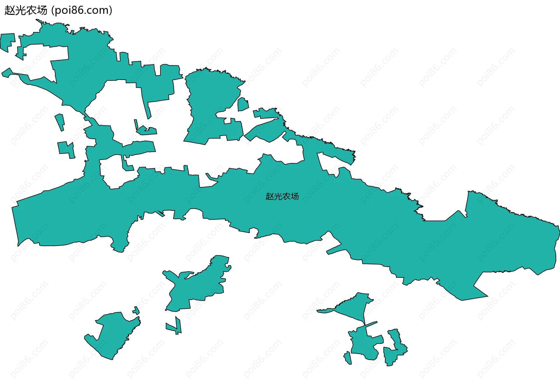 赵光农场边界地图(五级行政区划)