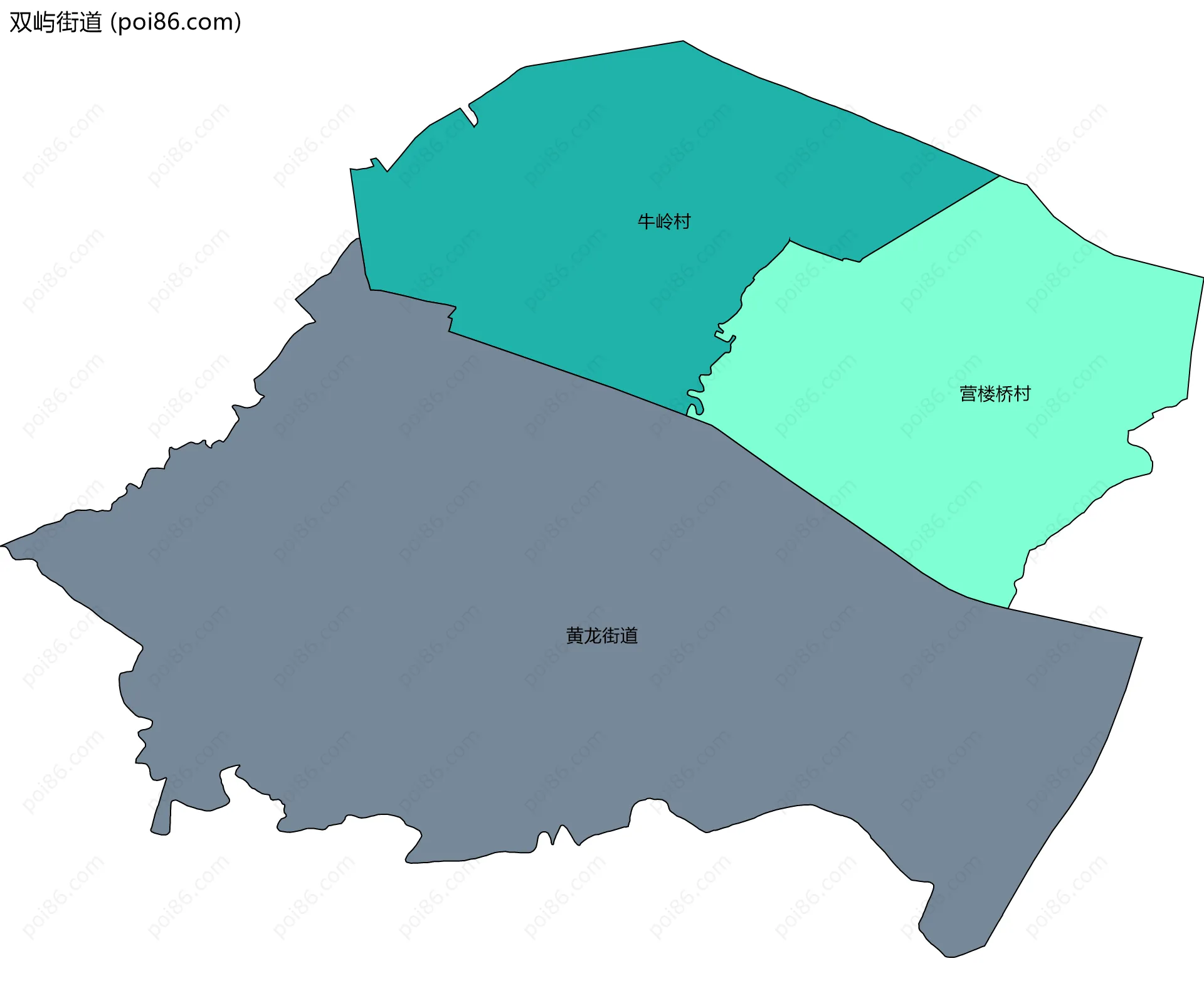 双屿街道边界地图(五级行政区划)