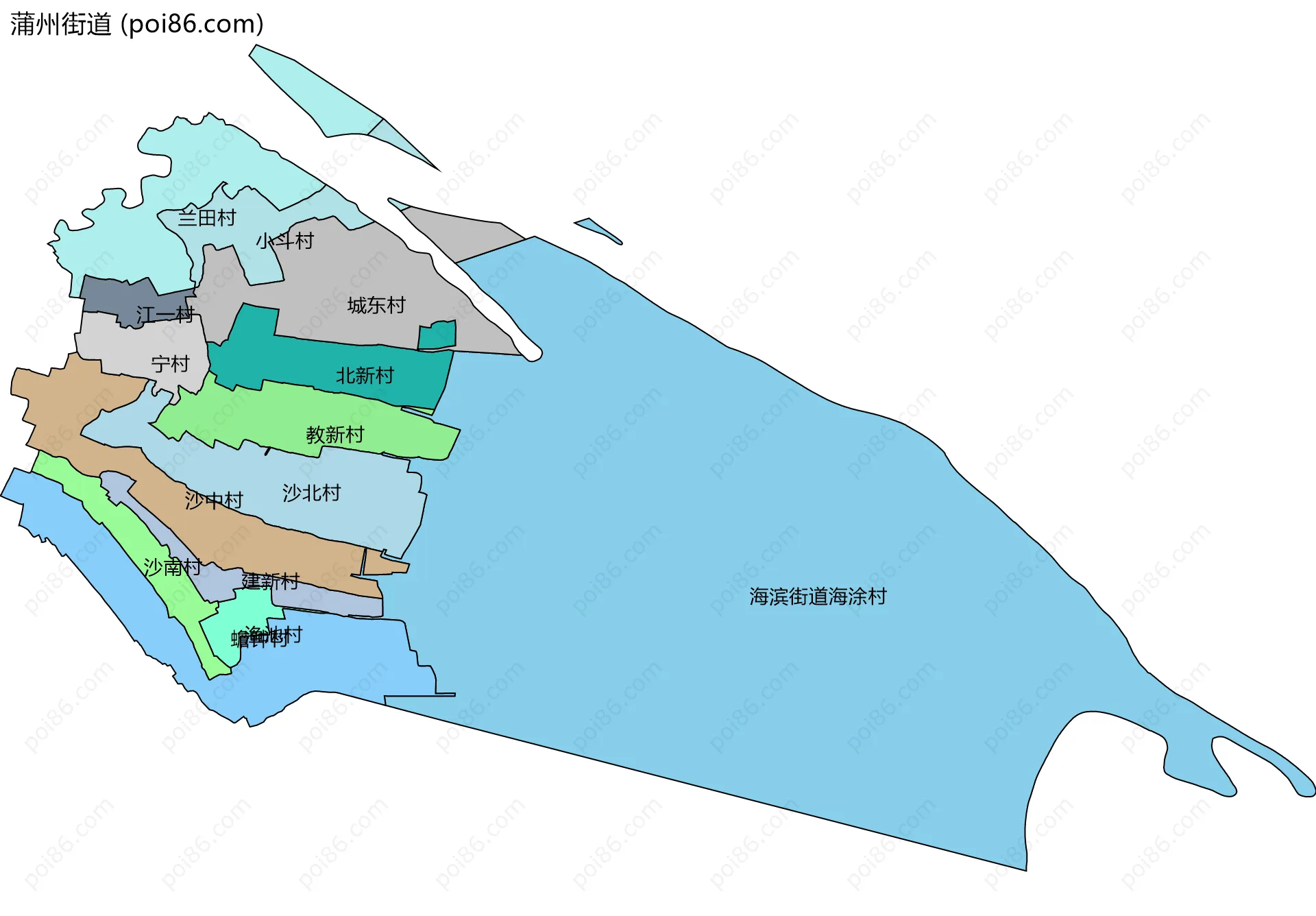 蒲州街道边界地图(五级行政区划)
