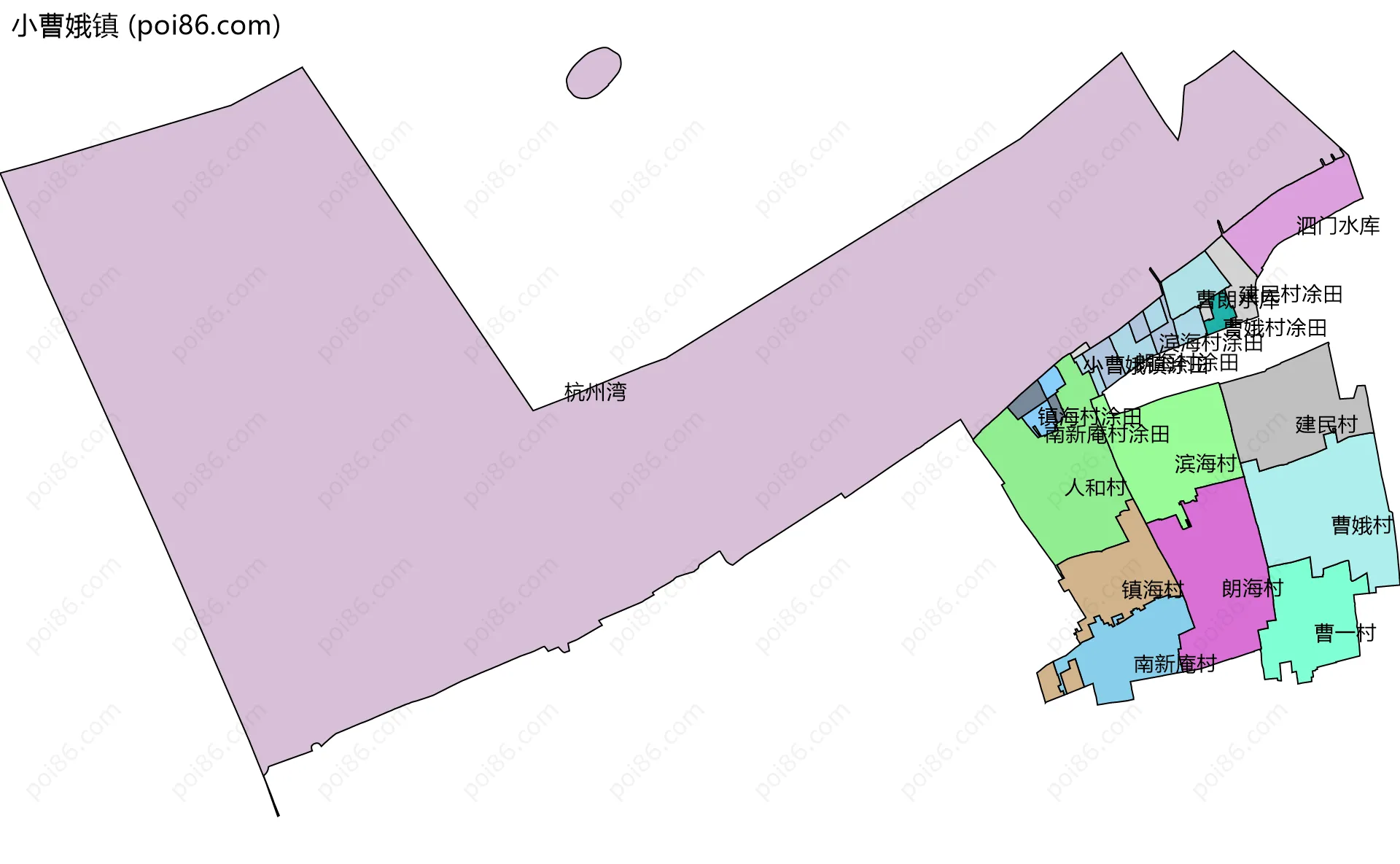 小曹娥镇边界地图(五级行政区划)