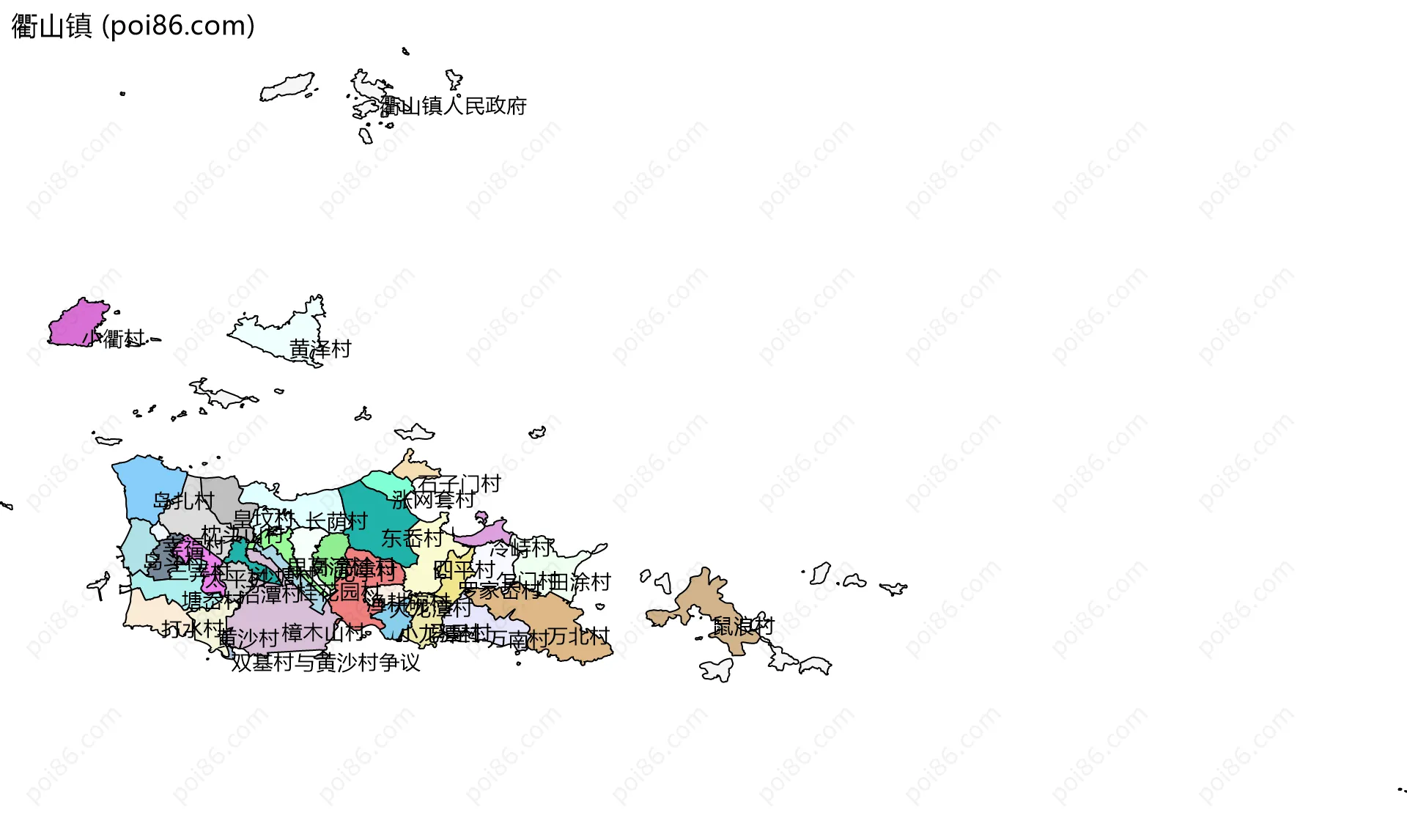 衢山镇边界地图(五级行政区划)