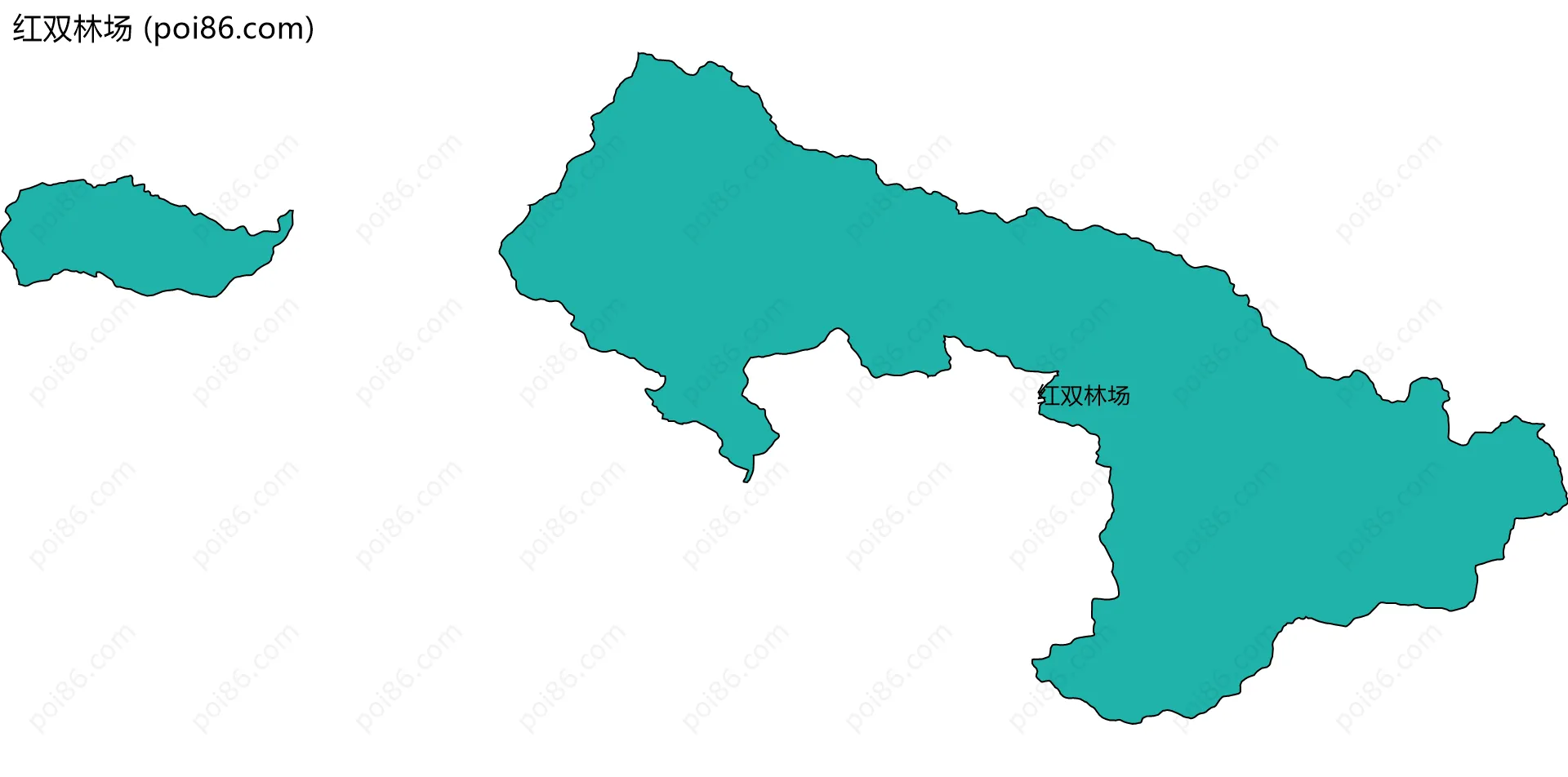 红双林场边界地图(五级行政区划)