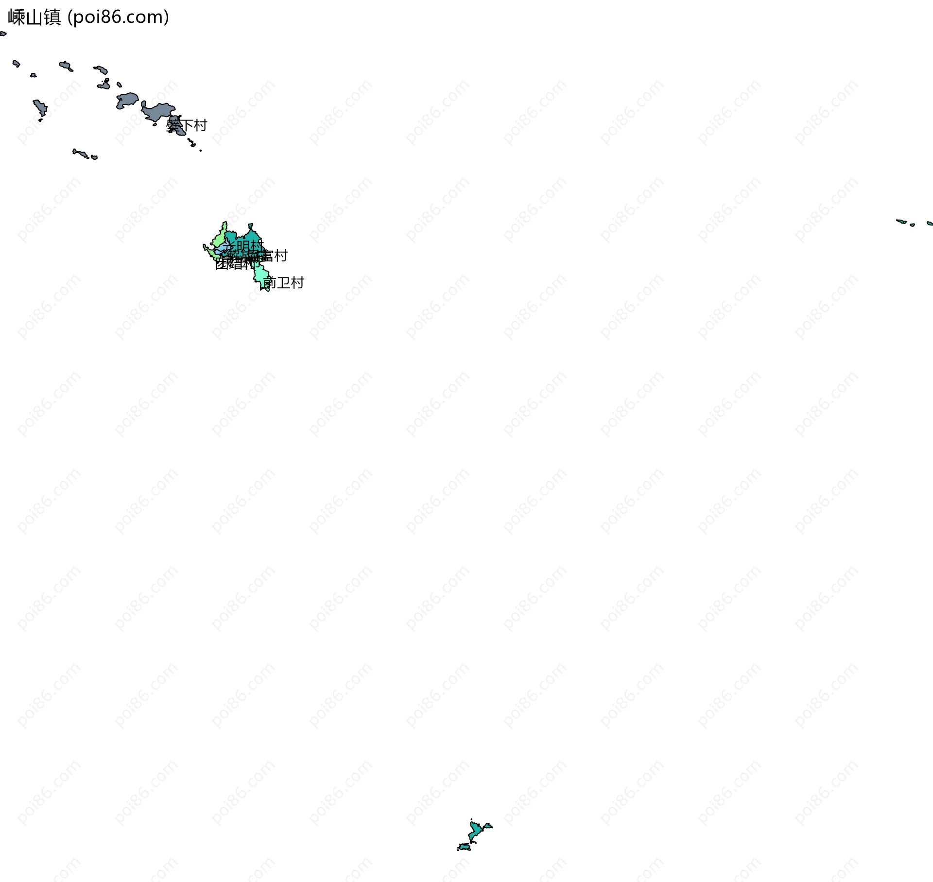 嵊山镇边界地图(五级行政区划)