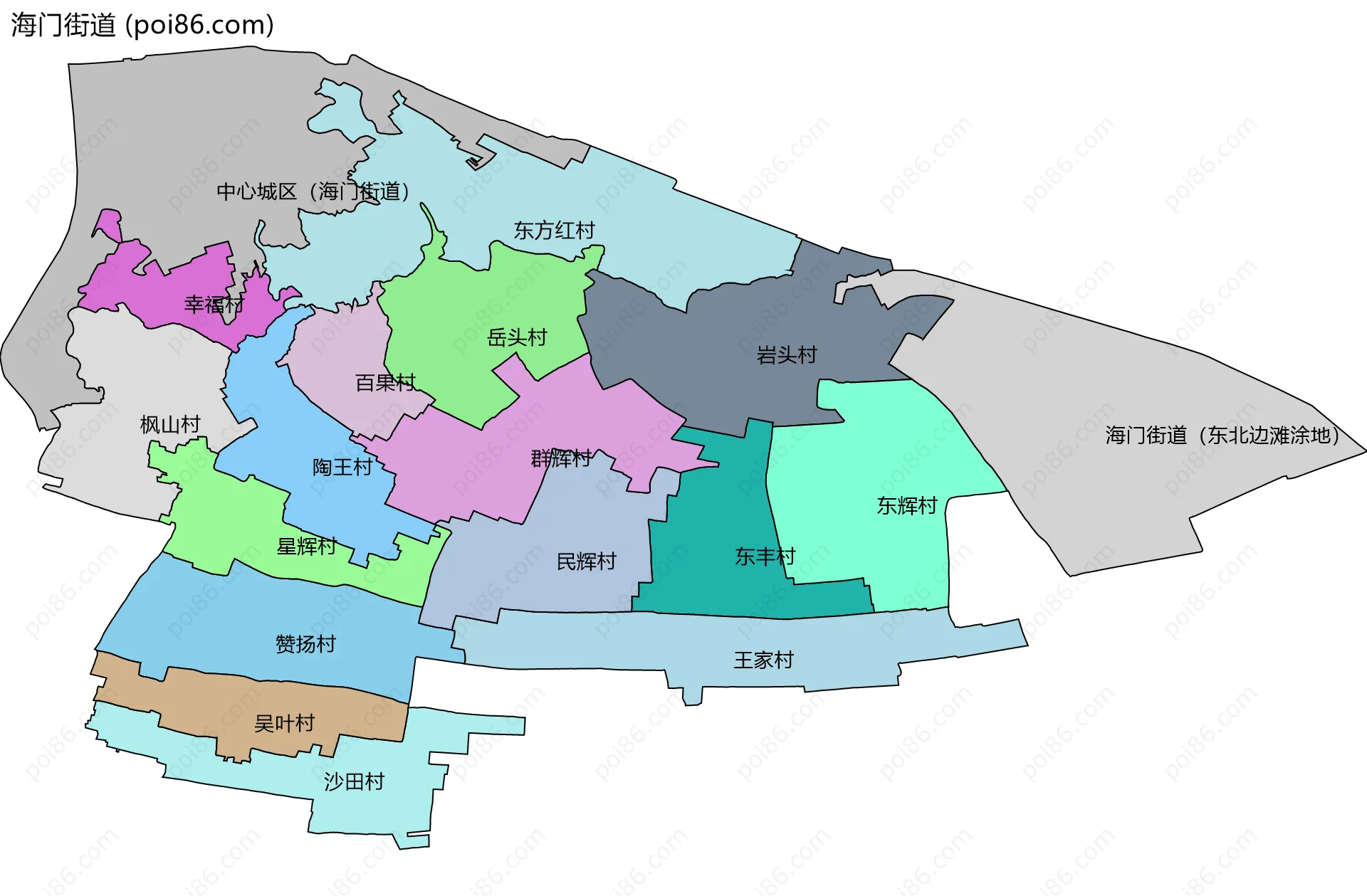 海门街道边界地图(五级行政区划)