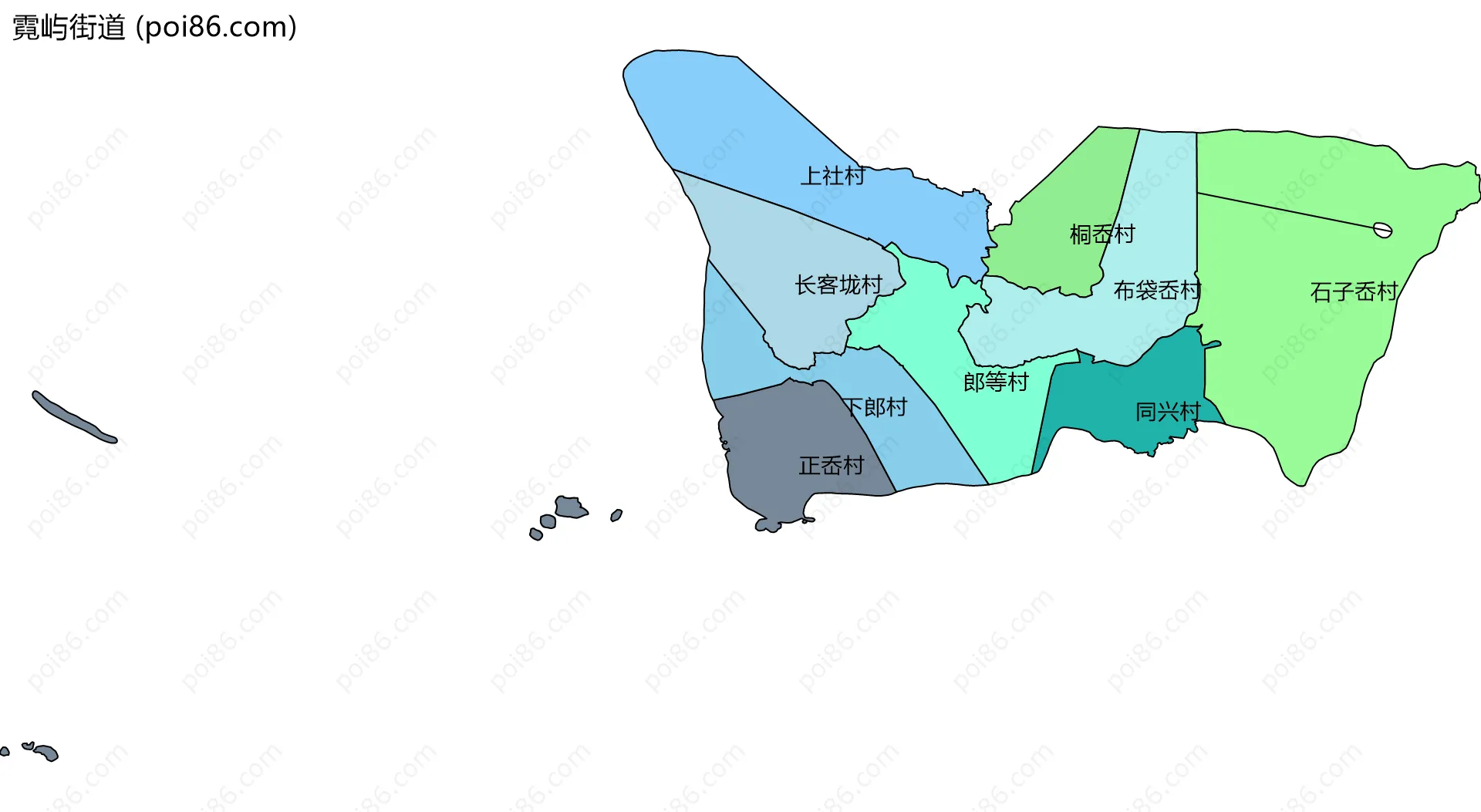 霓屿街道边界地图(五级行政区划)