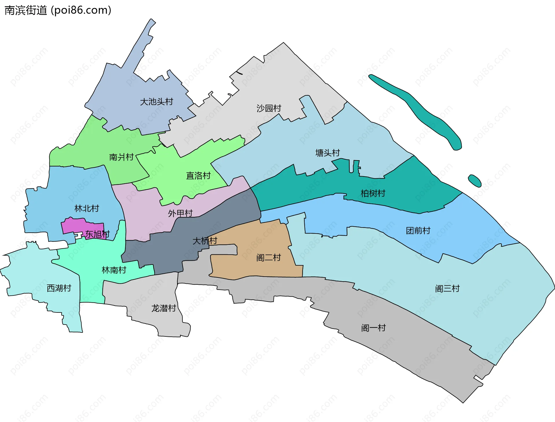南滨街道边界地图(五级行政区划)