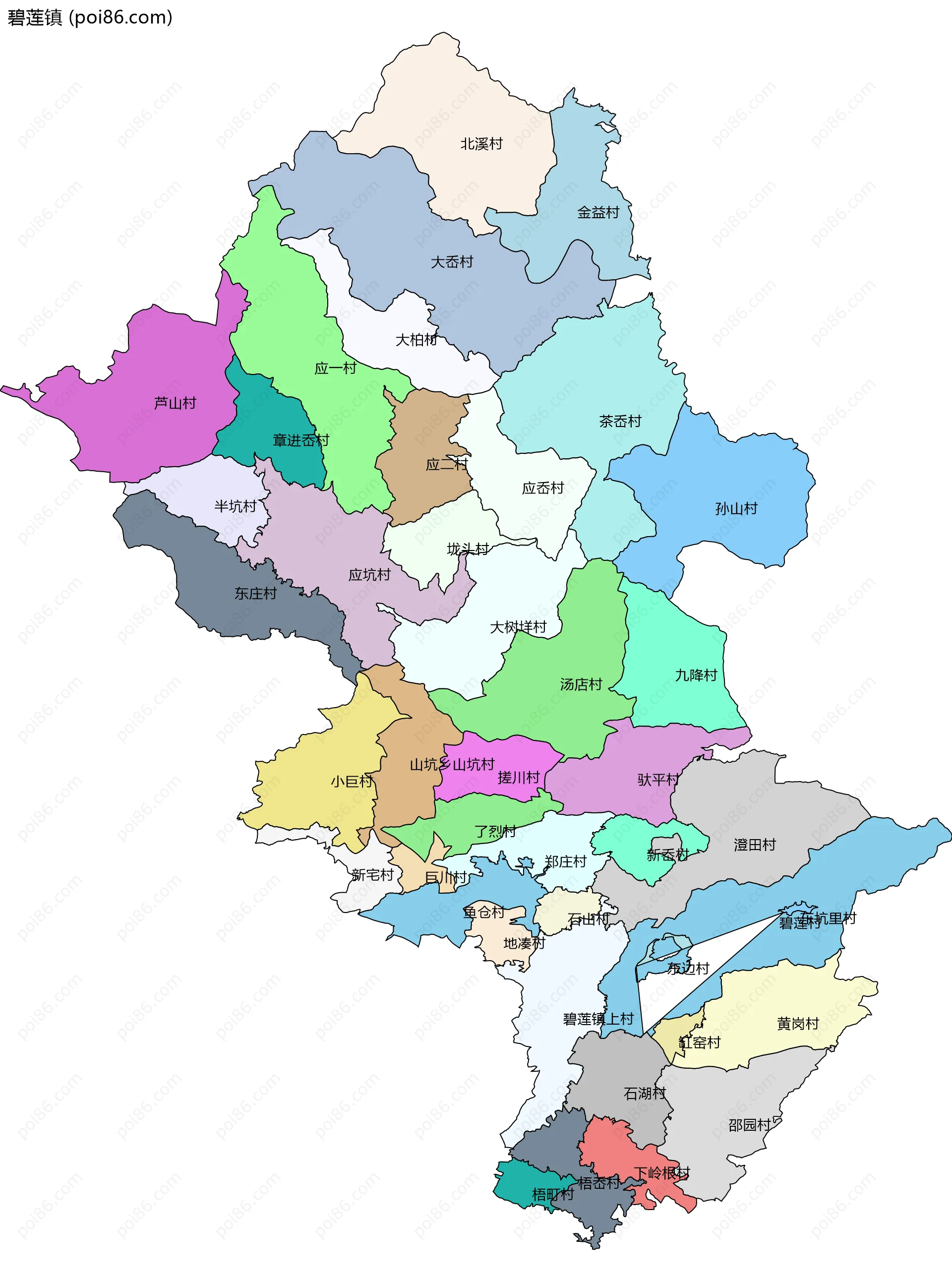 碧莲镇边界地图(五级行政区划)