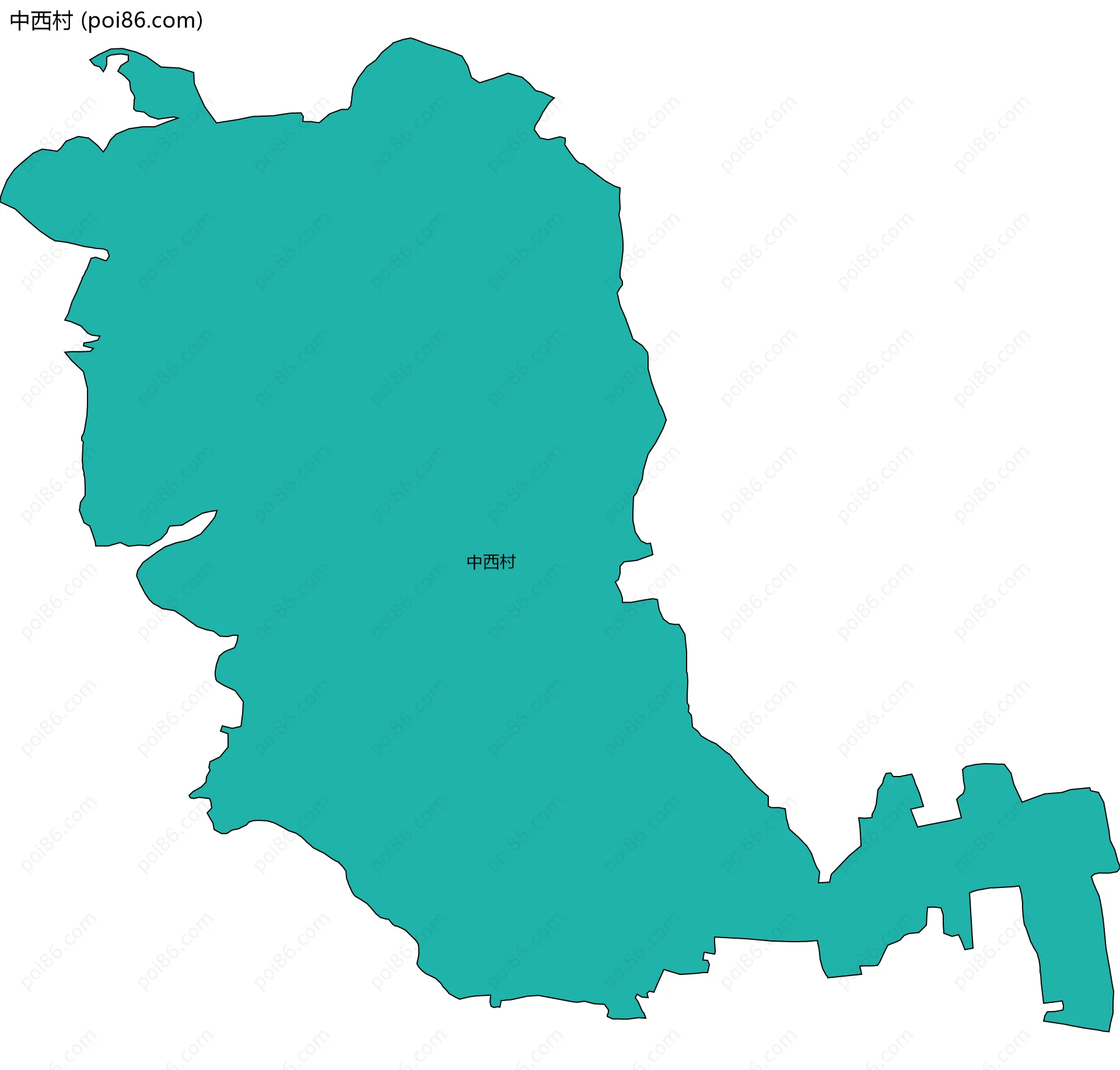 中西村边界地图
