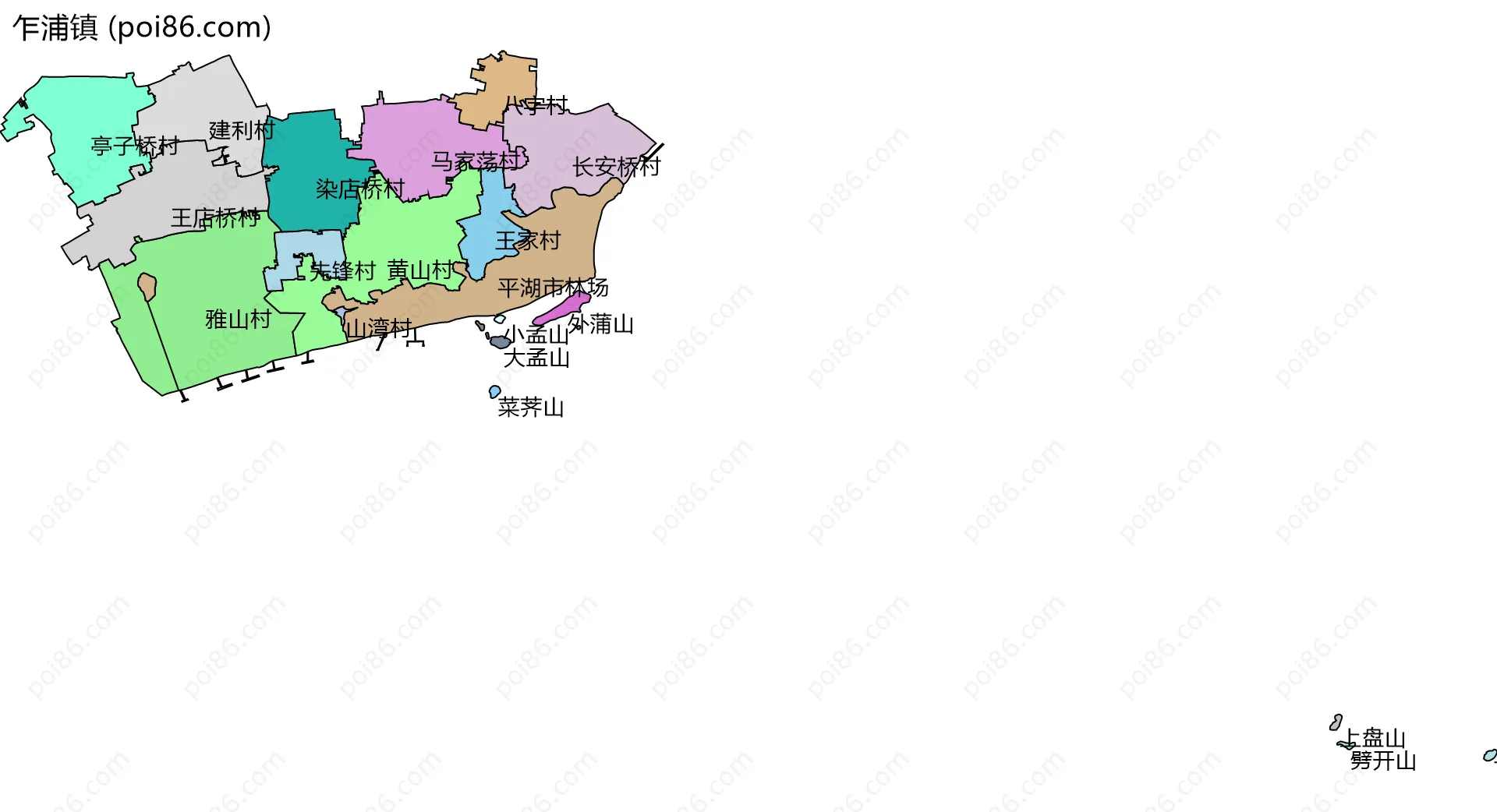 乍浦镇边界地图(五级行政区划)