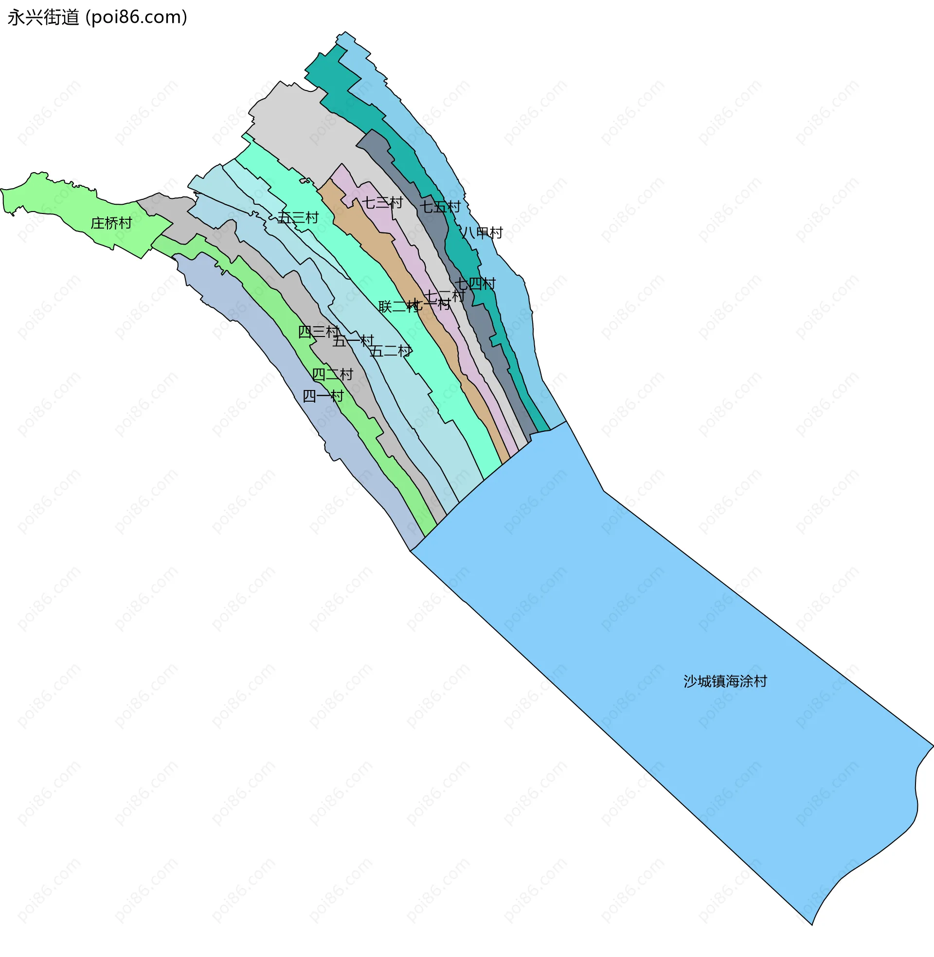 永兴街道边界地图(五级行政区划)