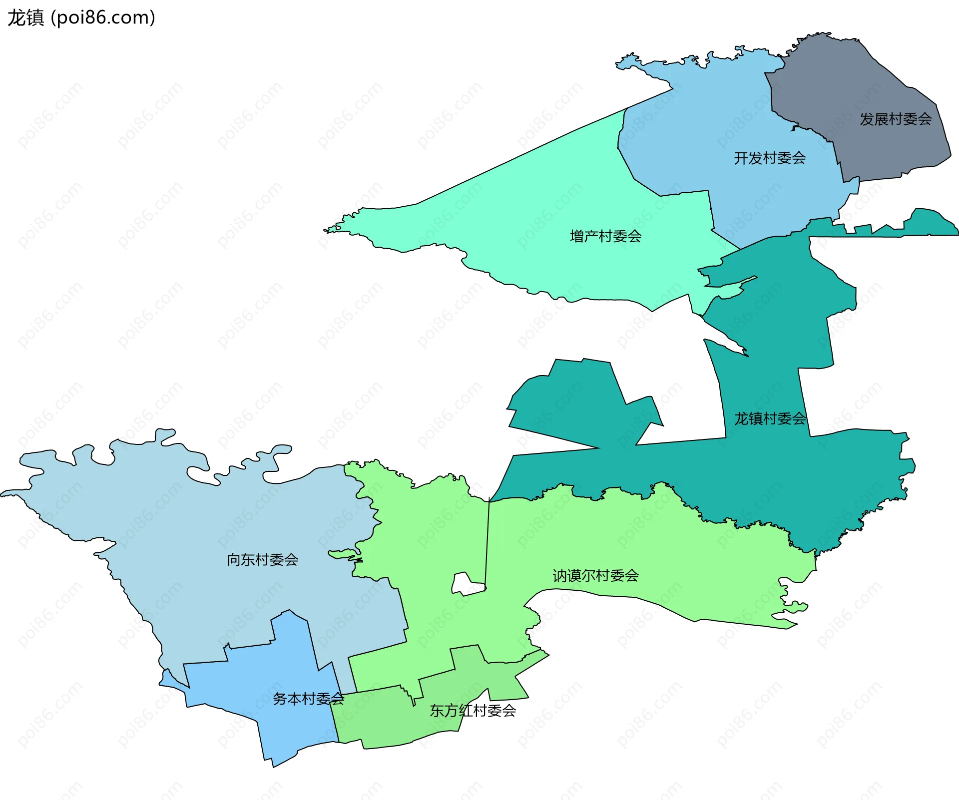 龙镇边界地图(五级行政区划)