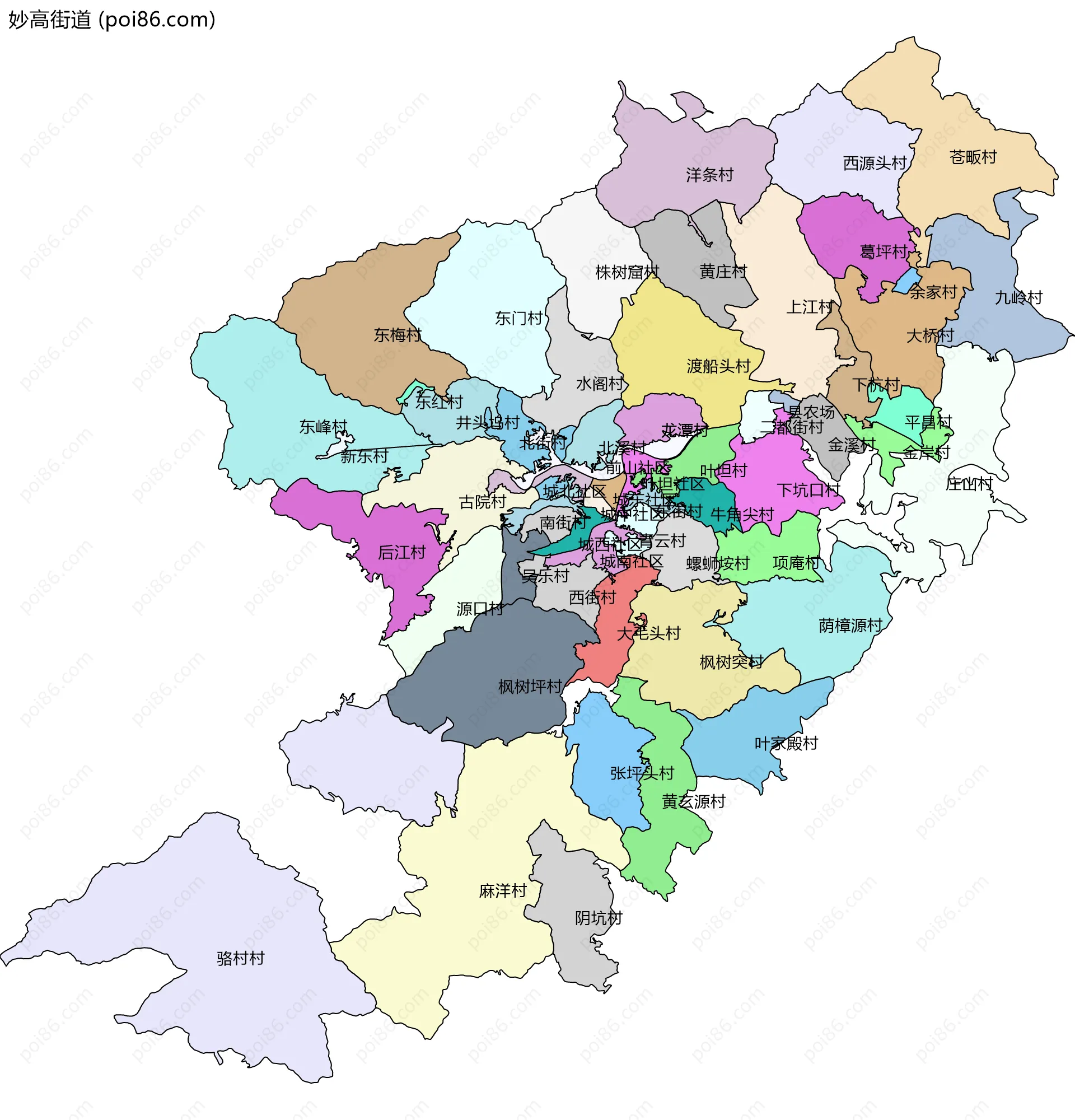 妙高街道边界地图(五级行政区划)