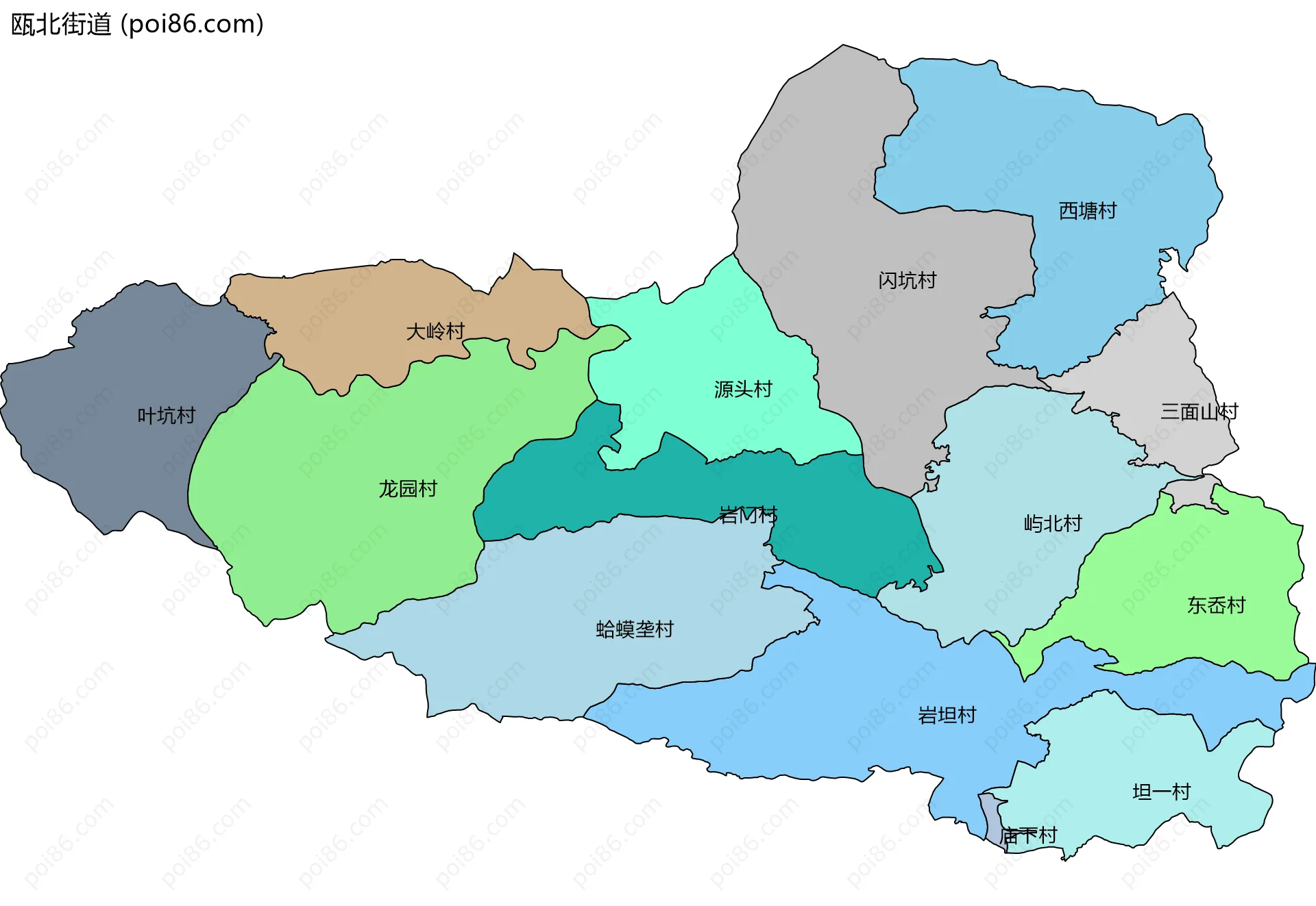 瓯北街道边界地图(五级行政区划)