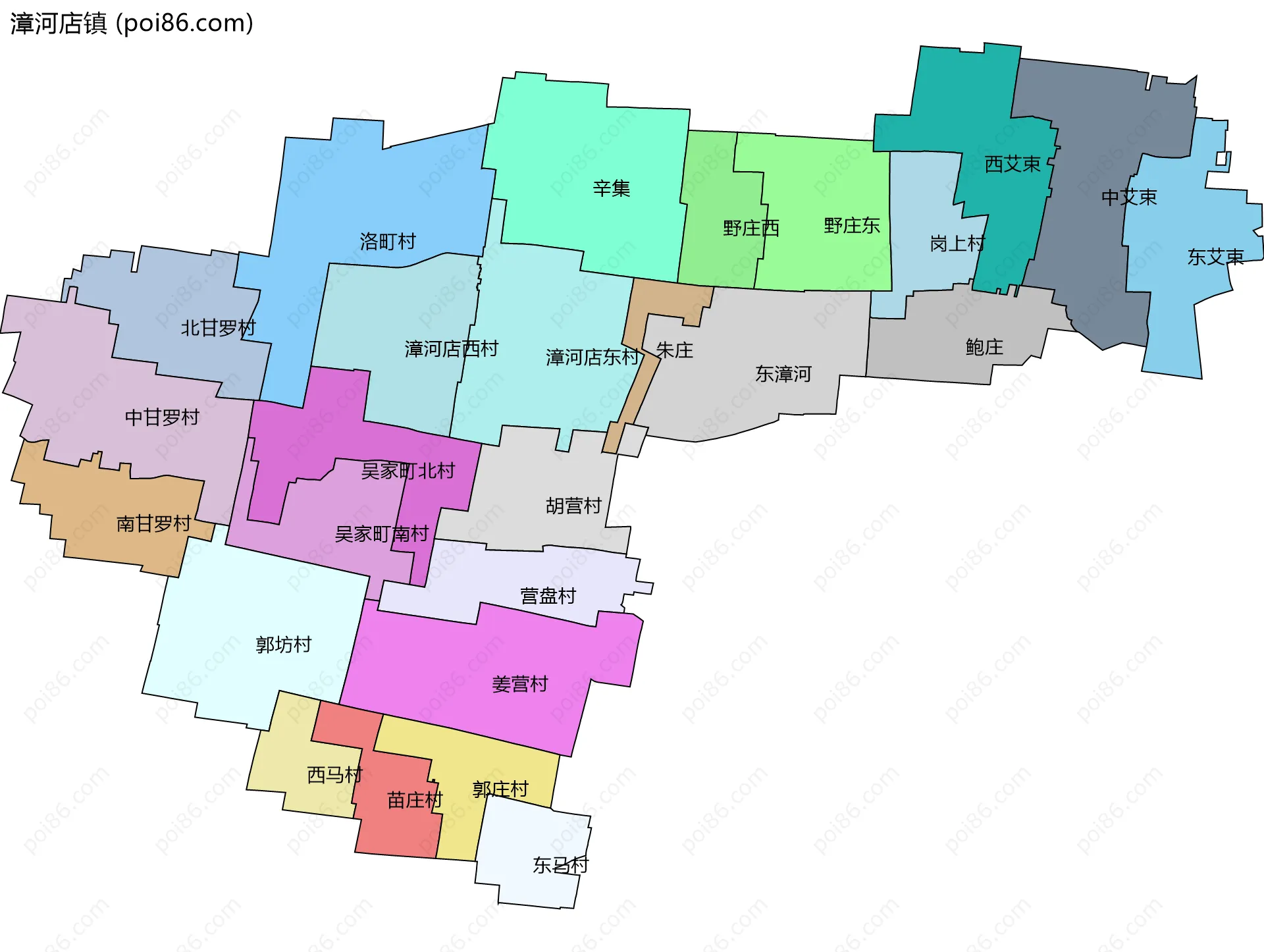 漳河店镇边界地图(五级行政区划)