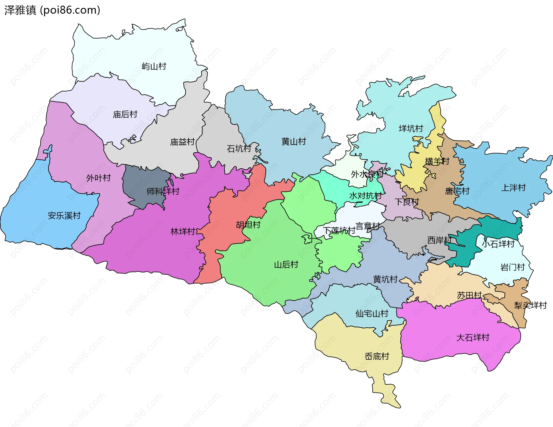 泽雅镇边界地图(五级行政区划)