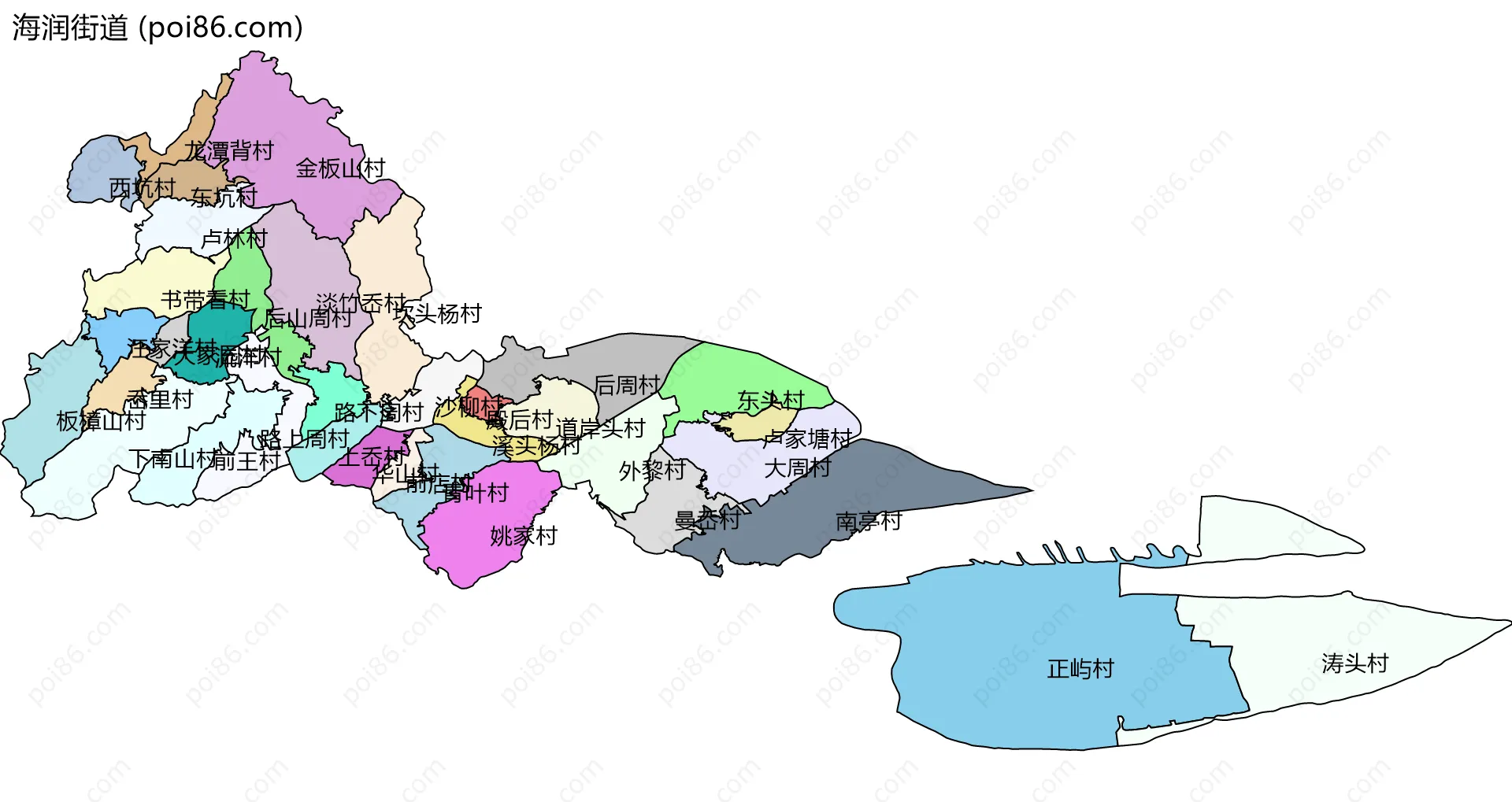 海润街道边界地图(五级行政区划)