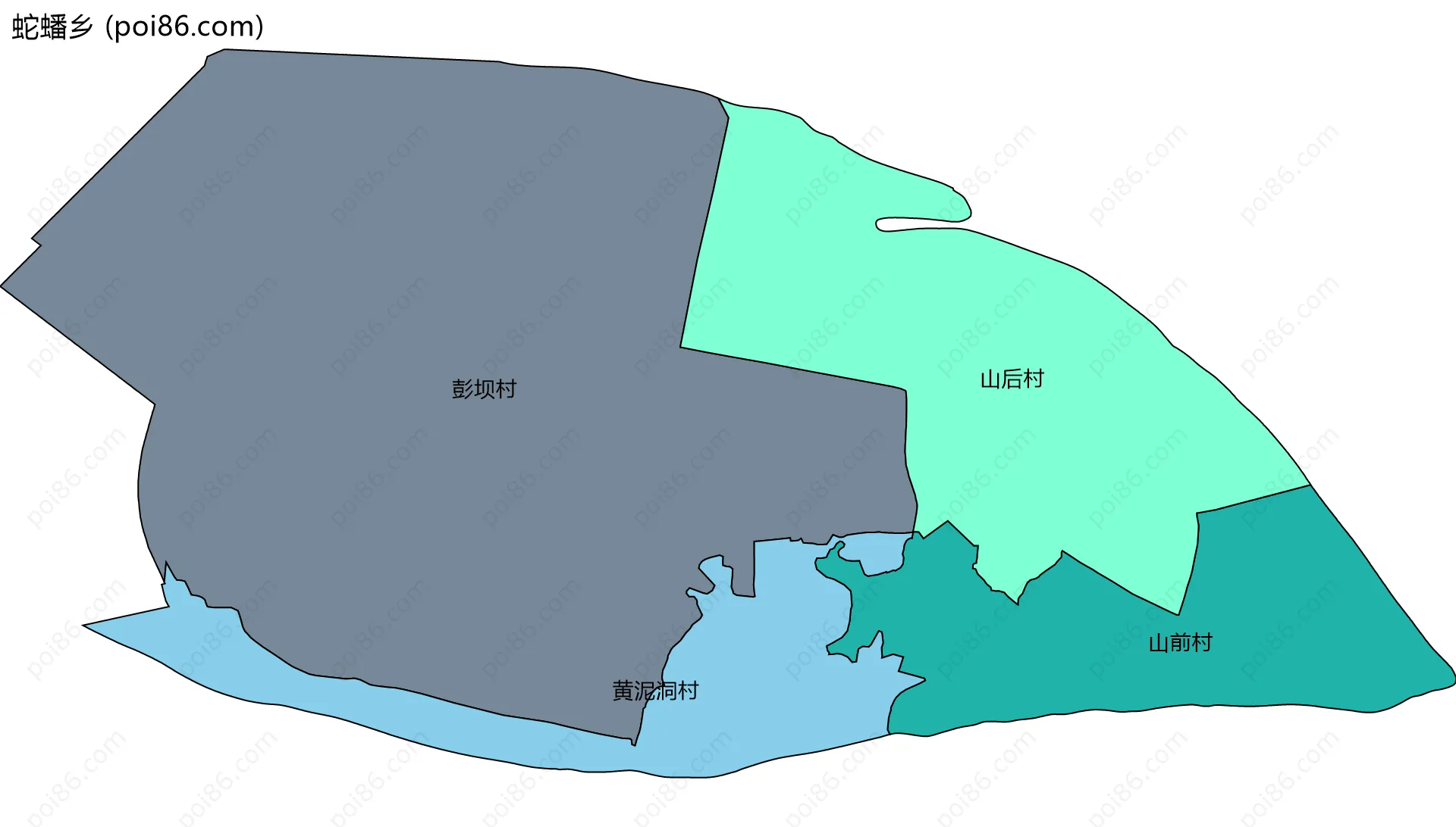 蛇蟠乡边界地图(五级行政区划)