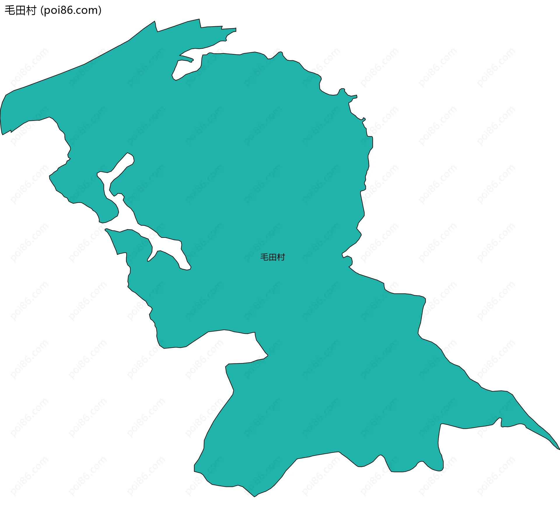 毛田村边界地图